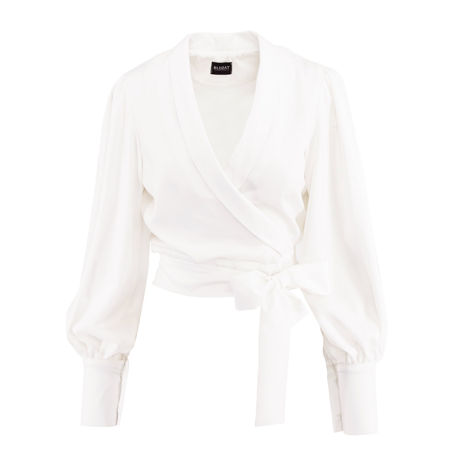 Bluzat Women's White Blouse With Lapels In White