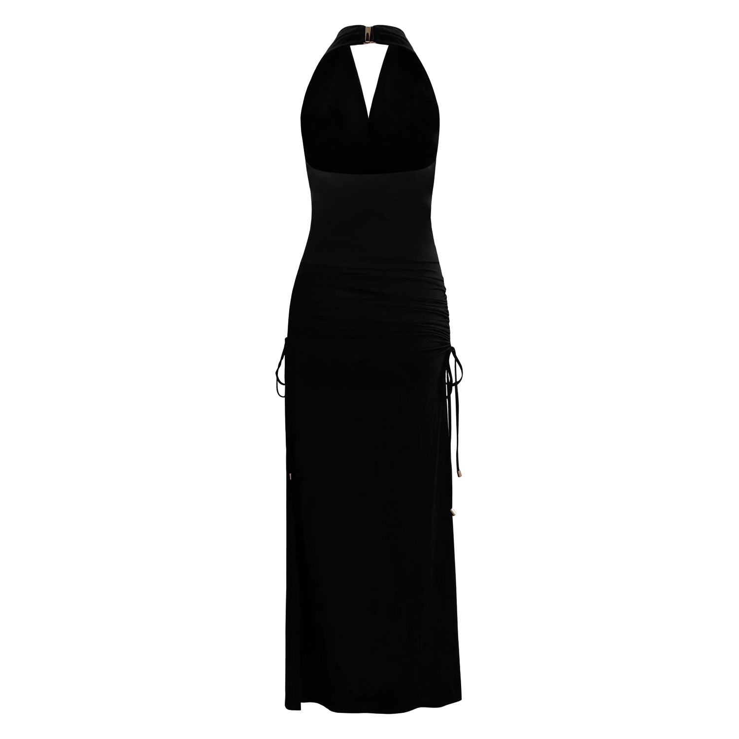 Why Mary Women's Venus Cowl Neck Halter Bamboo Jersey Maxi Dress In Black In Black