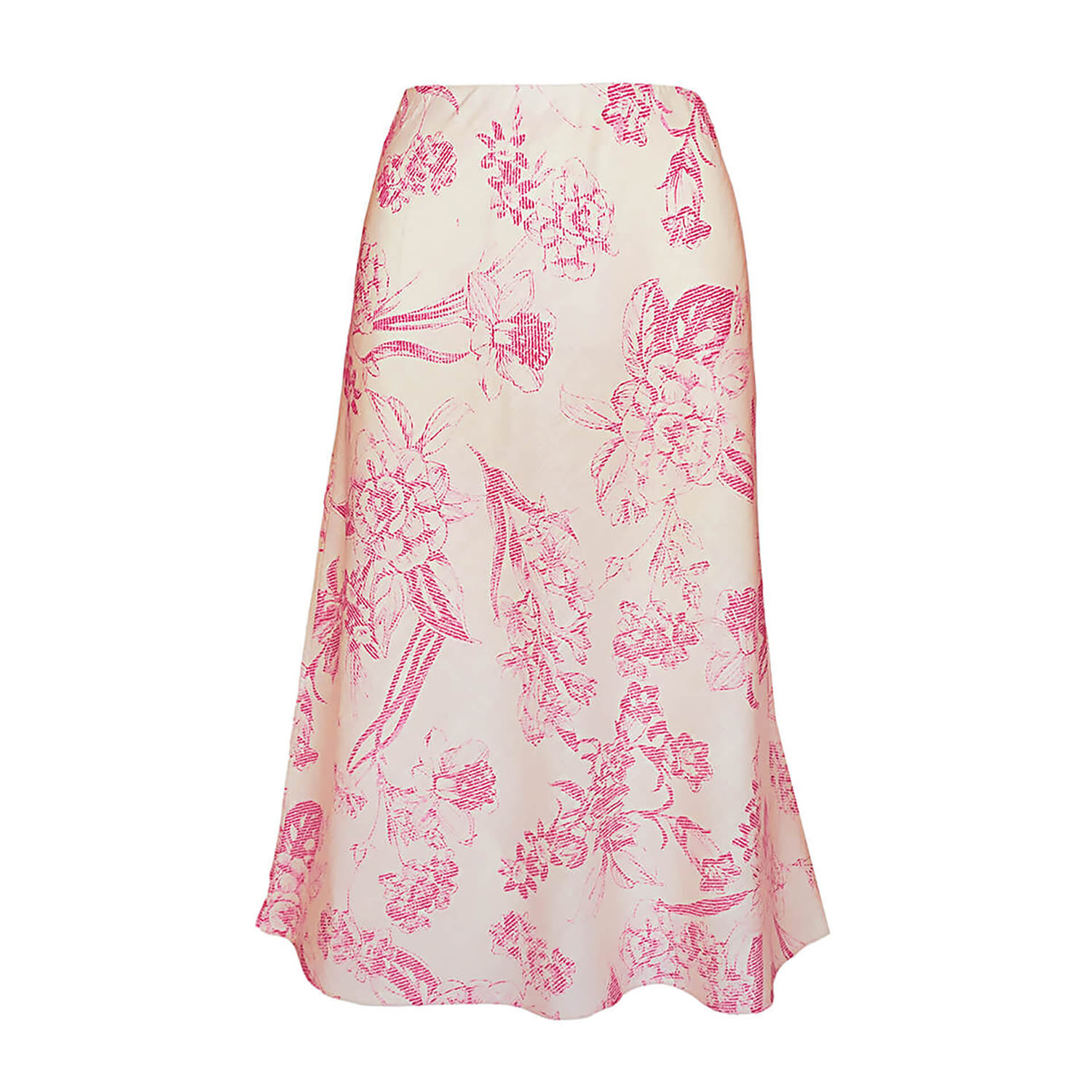 Haris Cotton Women's Midi Printed Linen Blend Skirt With Elastic Waist - Blue Spring In Blue