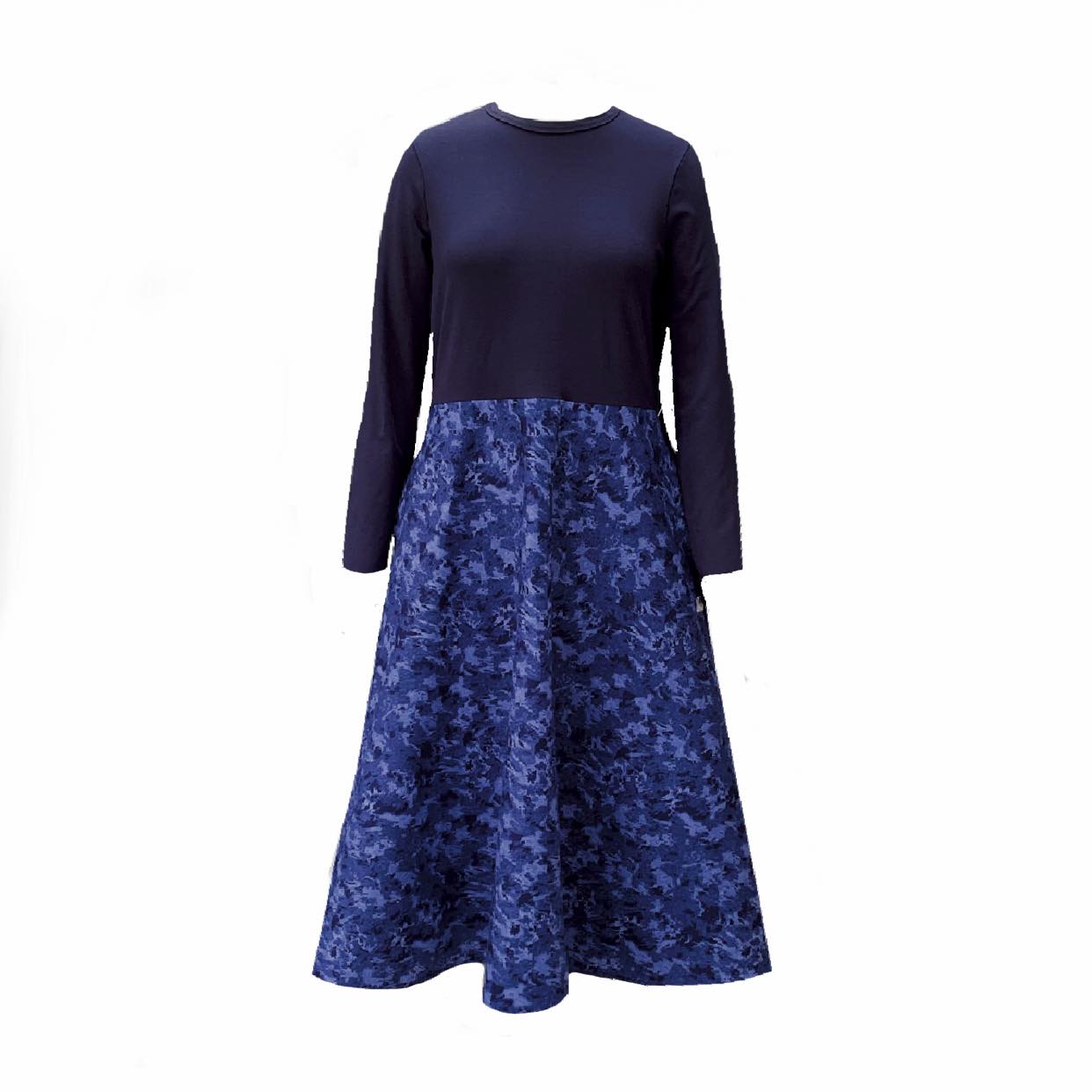 Frock Tales Women's Blue Midi Astrology Dress In Cobalt Waves With Pockets In Blue