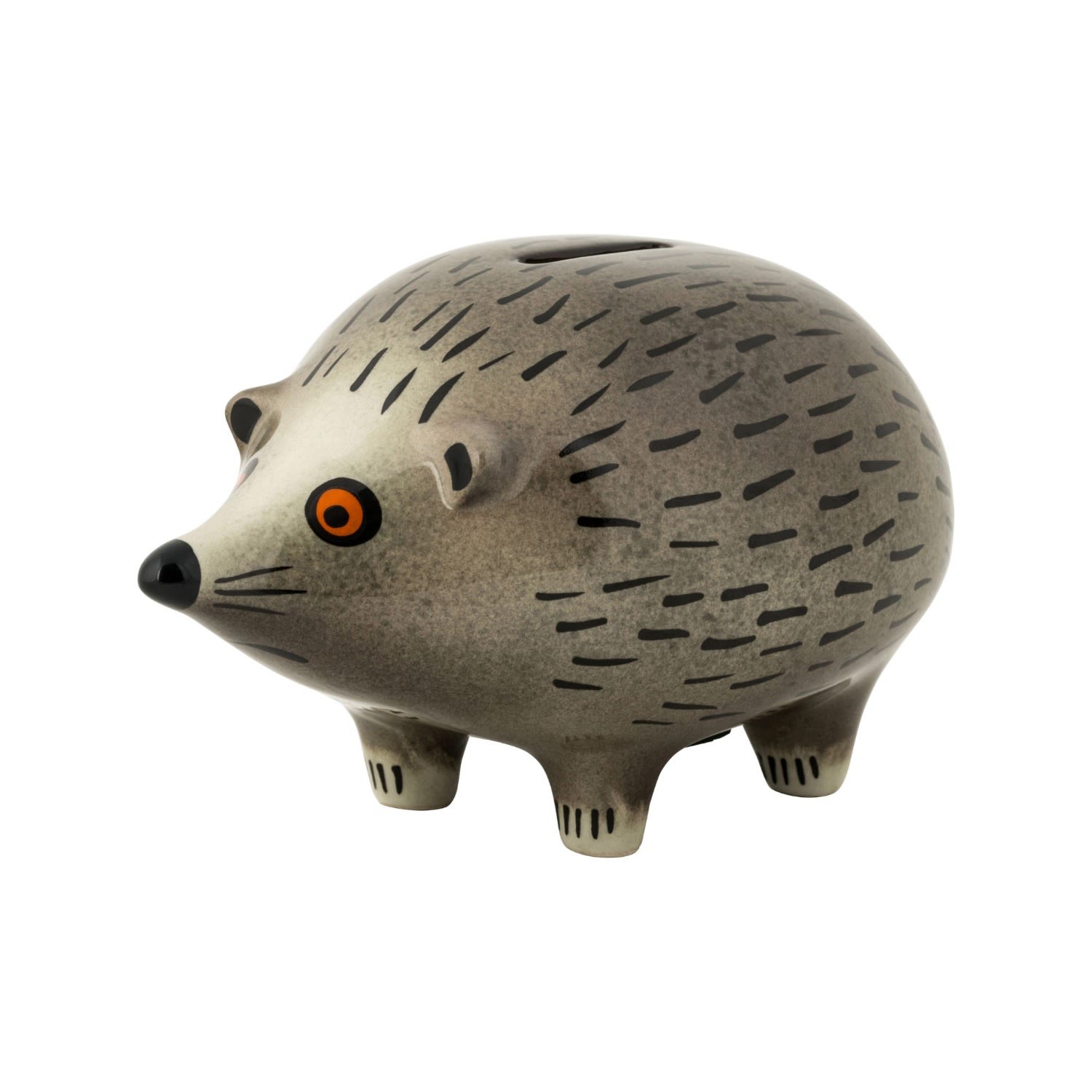 Grey Handmade Ceramic Hedgehog Money Box Hannah Turner