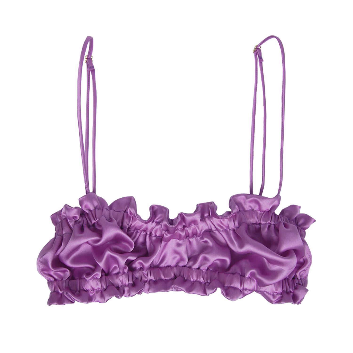 Women’s Pink / Purple Silk Scalloped Bandeau Bra - Pink & Purple Large Crease