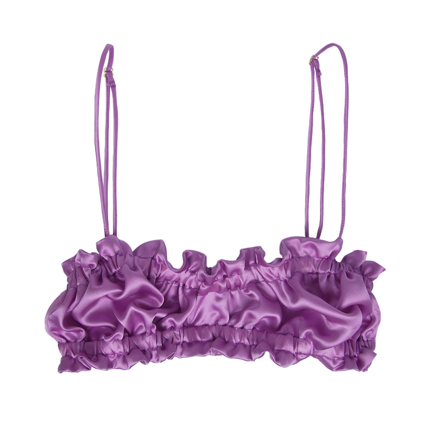Crease Women's Pink / Purple Silk Scalloped Bandeau Bra - Pink & Purple In Pink/purple