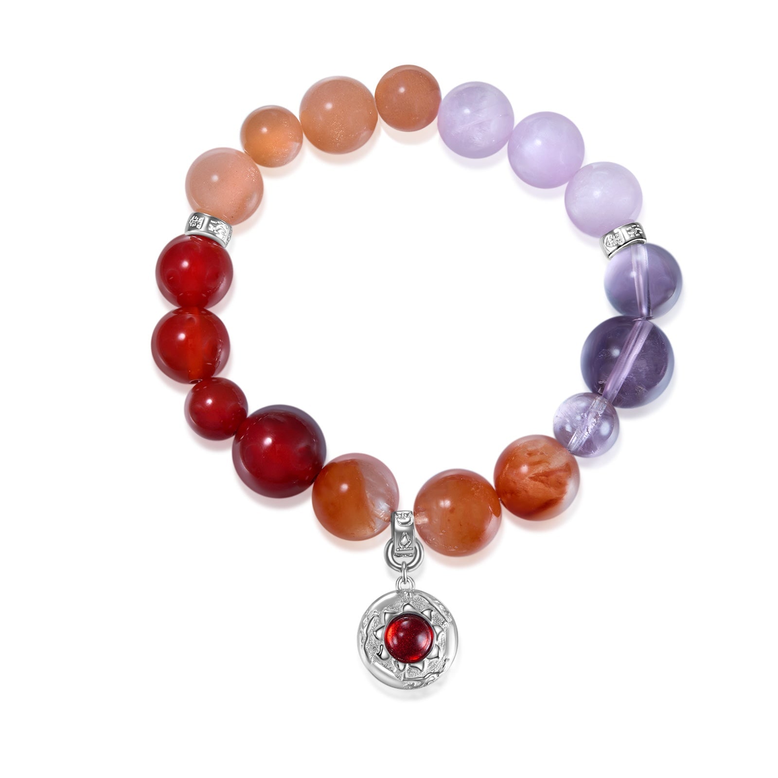 Aurozia Women's Five Elements Fire/ Sterling Silver Garnet The Sun Firebird Pendant Crystal Bracelet In Multi