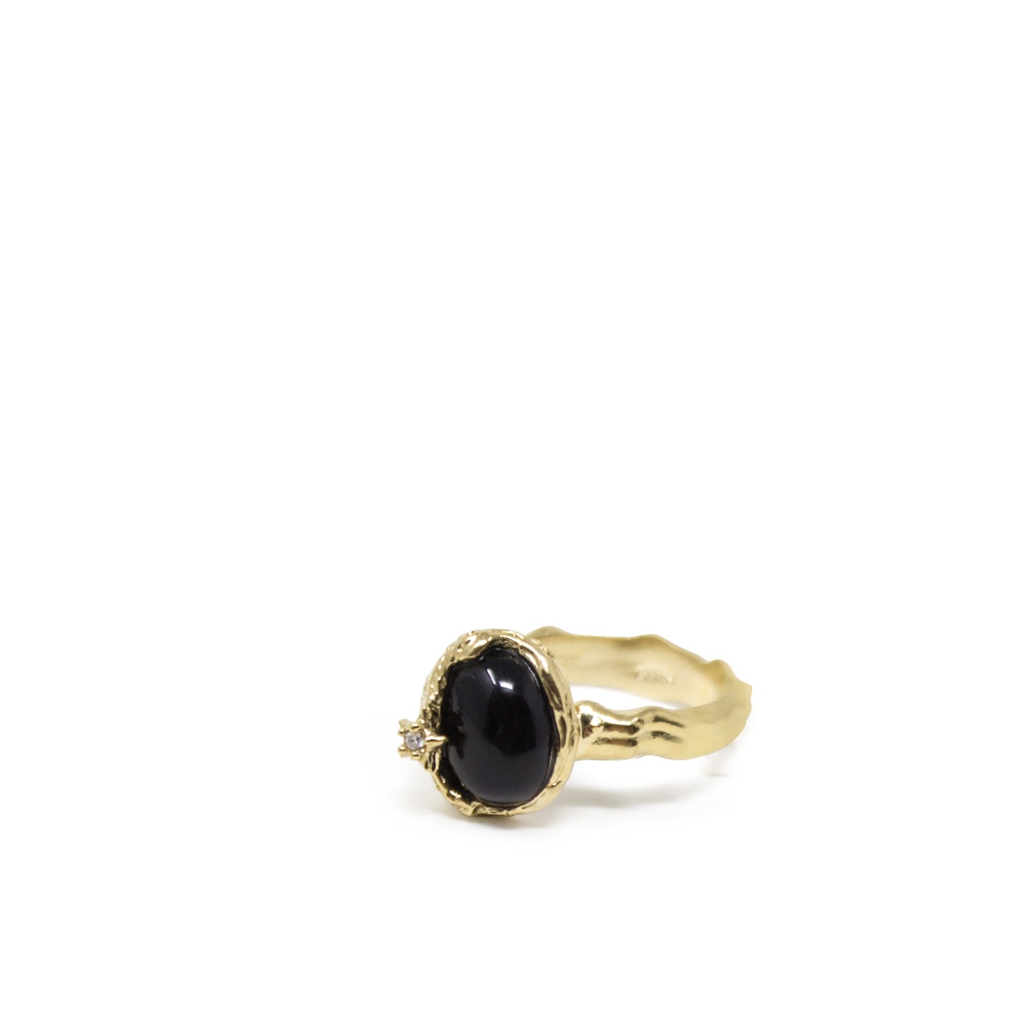 Women’s Black Ad Astra Gold-Plated Onyx Ring Vintouch Italy