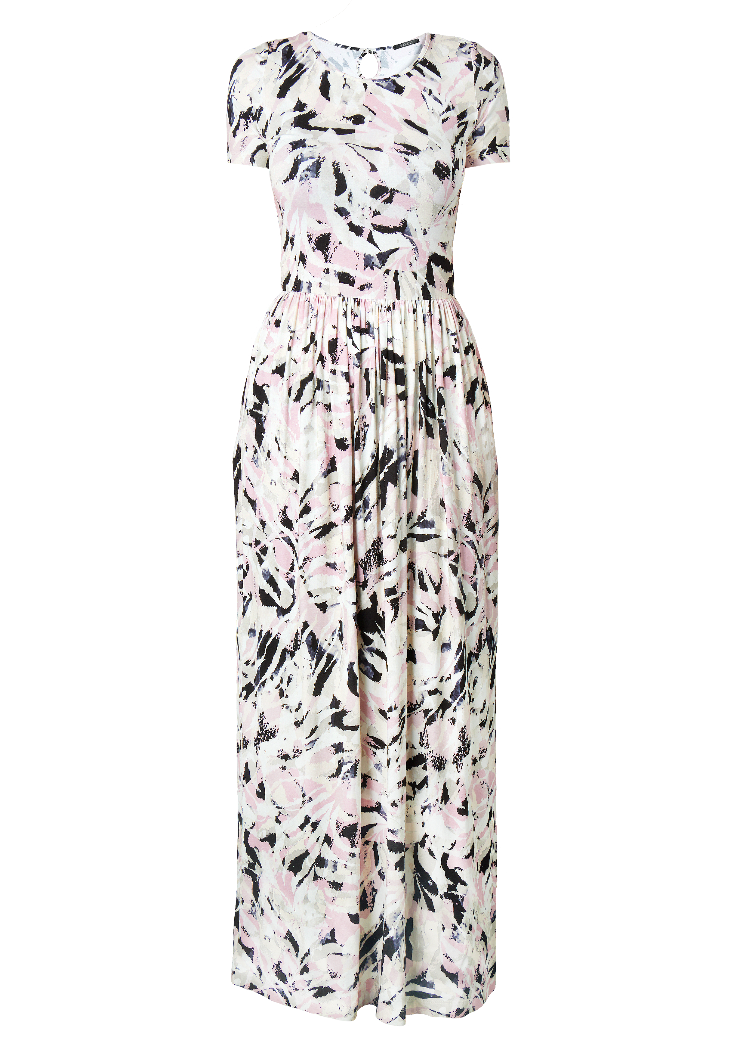 Amoresea Women's Pink / Purple / White Grace Long White And Pink Jersey Dress With Pockets In Pink/purple/white