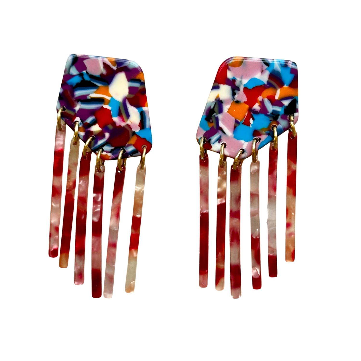 Closet Rehab Women's Red Shield Fringe Earrings In Amuse Me In Red