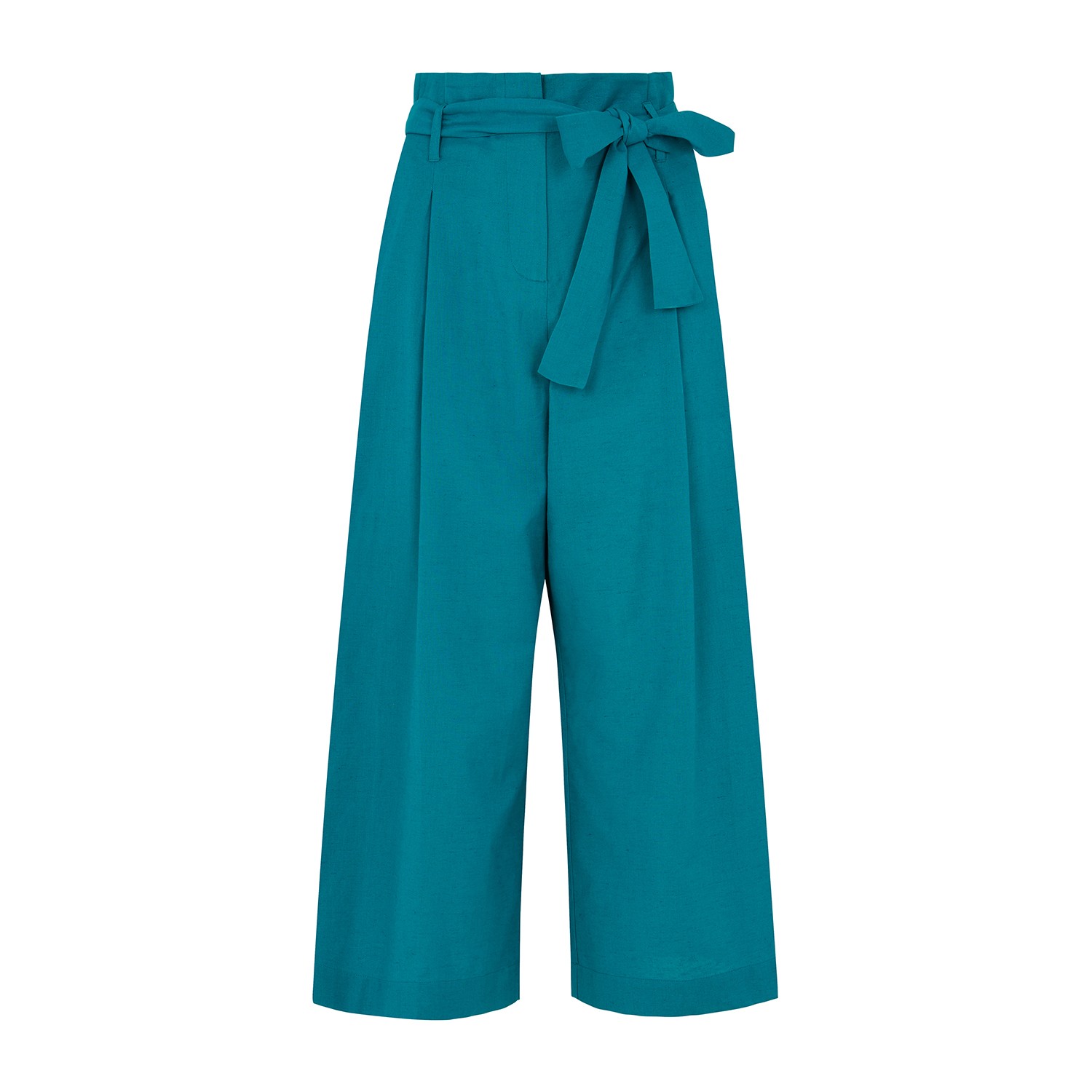 Emily And Fin Women's Green Gilda Cotton Linen Teal Trouser In Blue