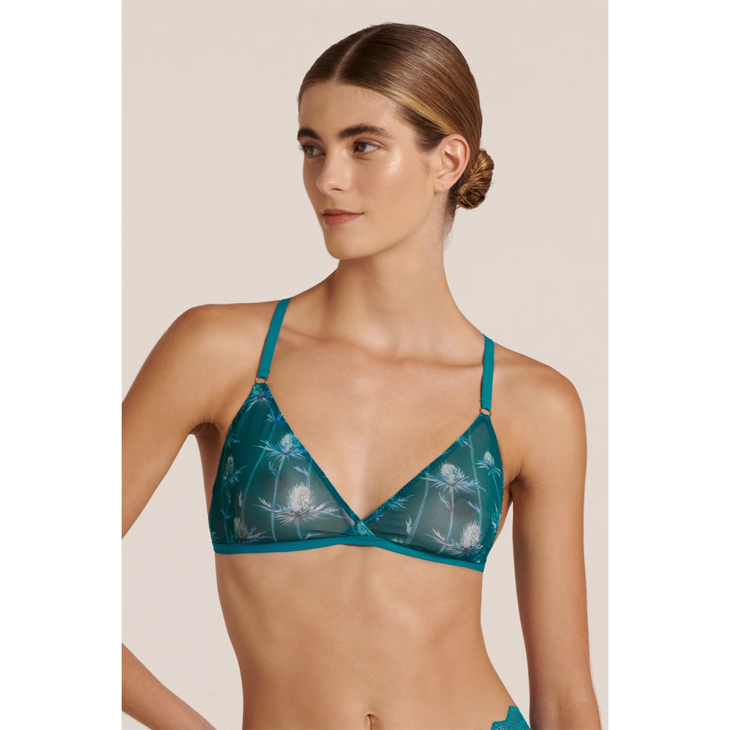 Sheer Teal Thistle Bralette, LIMITED EDITION, Luciela