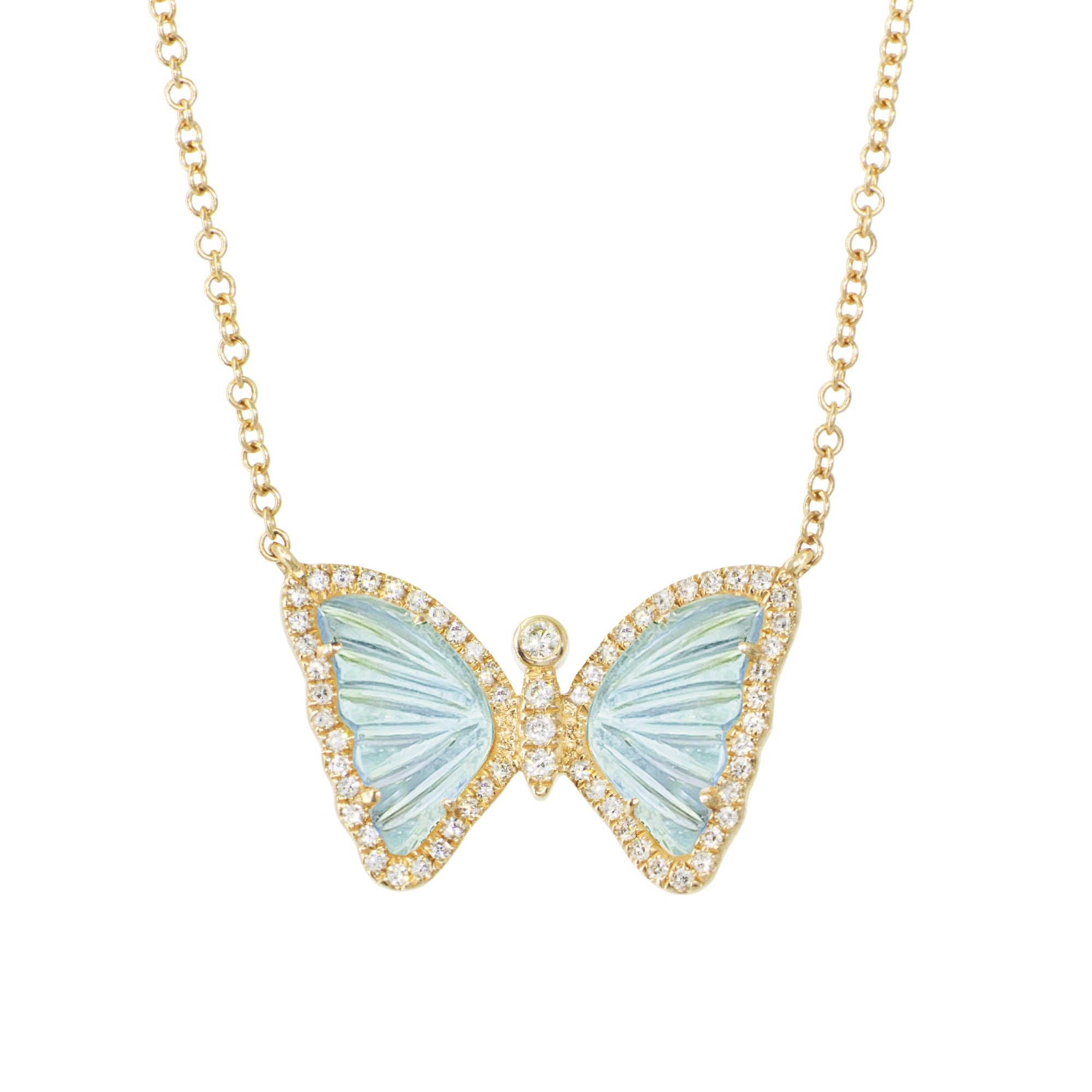 Women’s Mini Swiss Blue Topaz Butterfly Necklace With Diamonds Kamaria