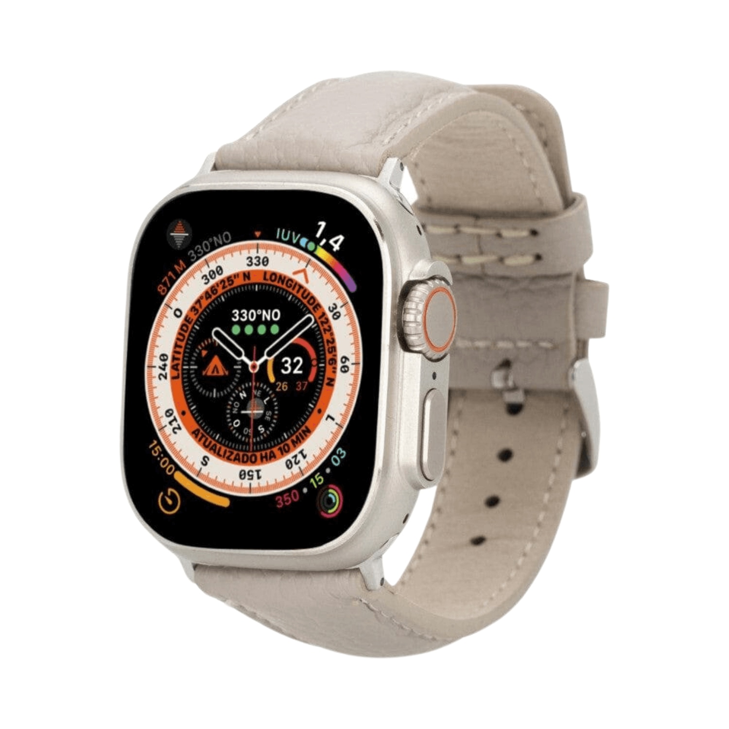 Leathere Women's Grey Apple Watch Cream Leather Strap - Boston In Grey