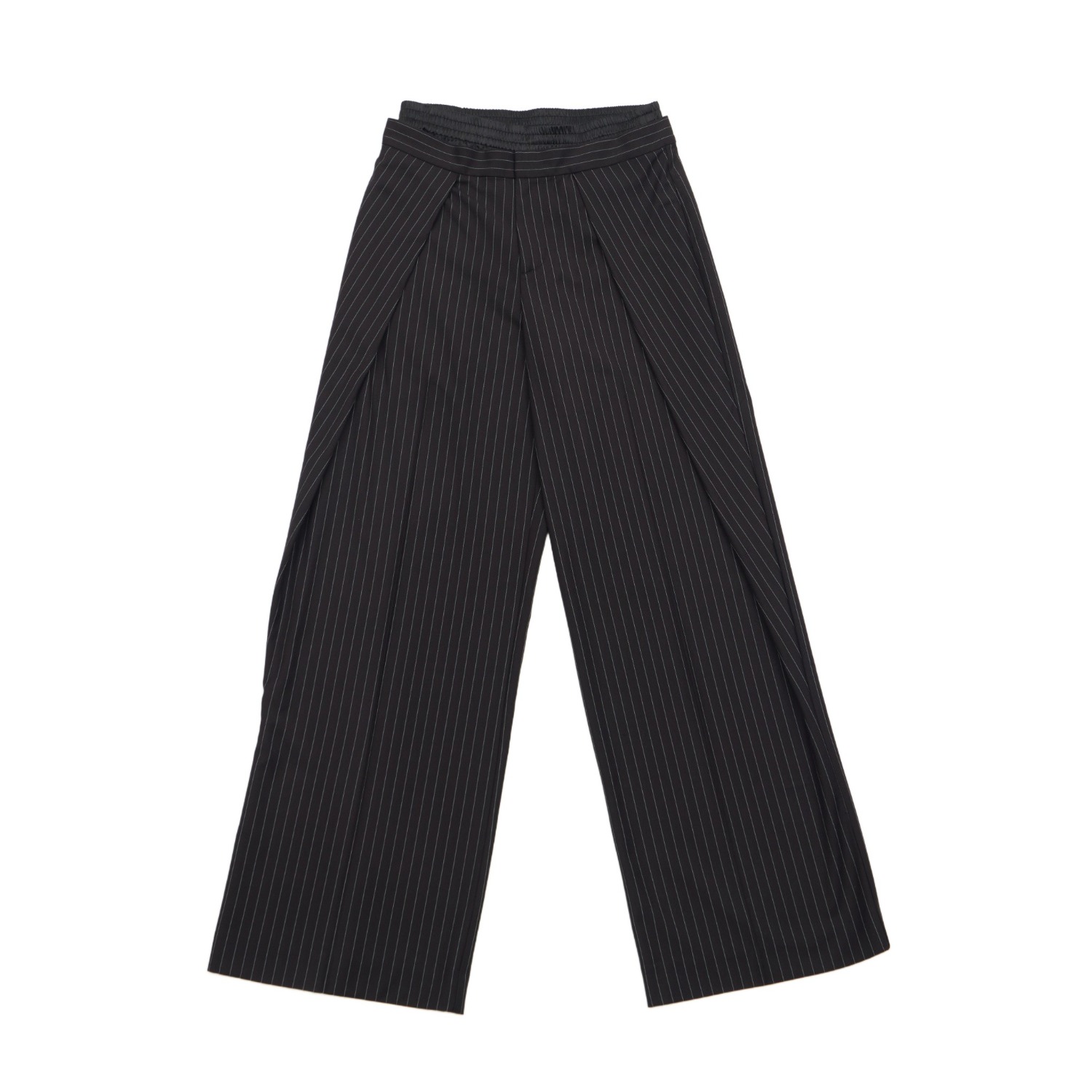 Circular Path Women's Black Pinstripe Tall Pant Satin Waistband In Black