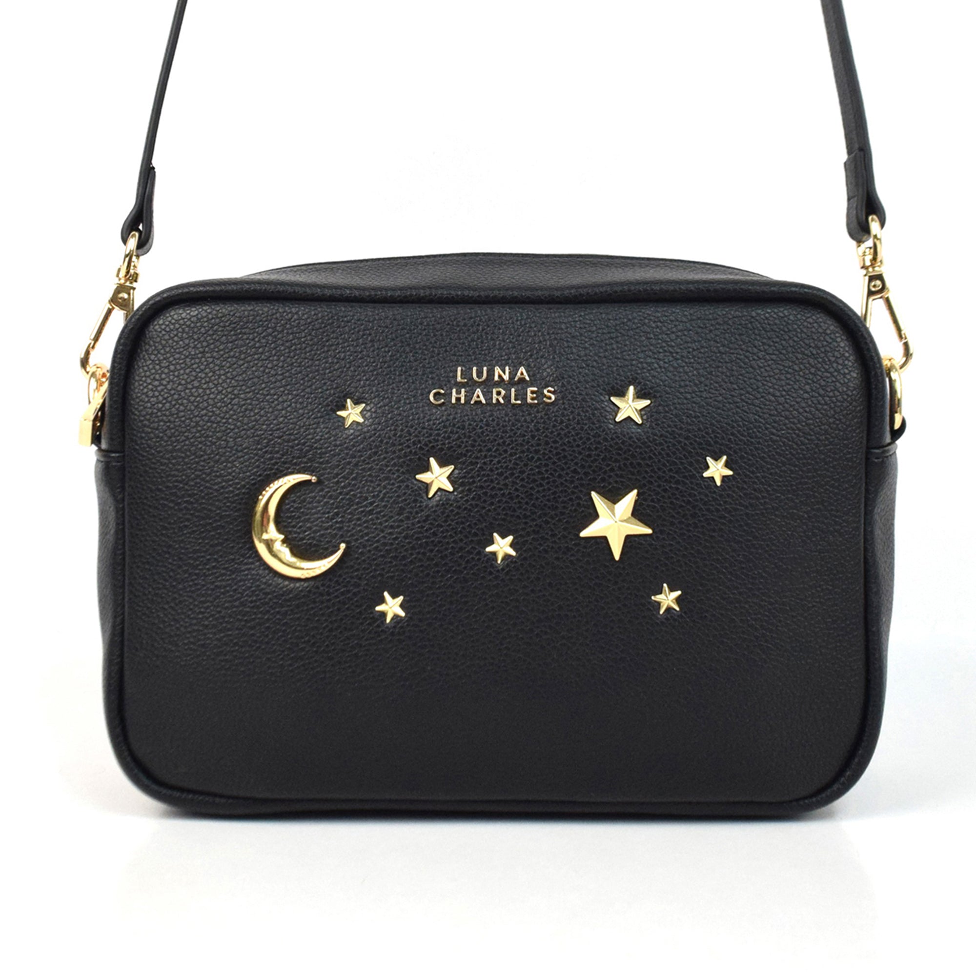 Luna Charles Women's Maya Star Studded Camera Bag - Black & Gold In Black