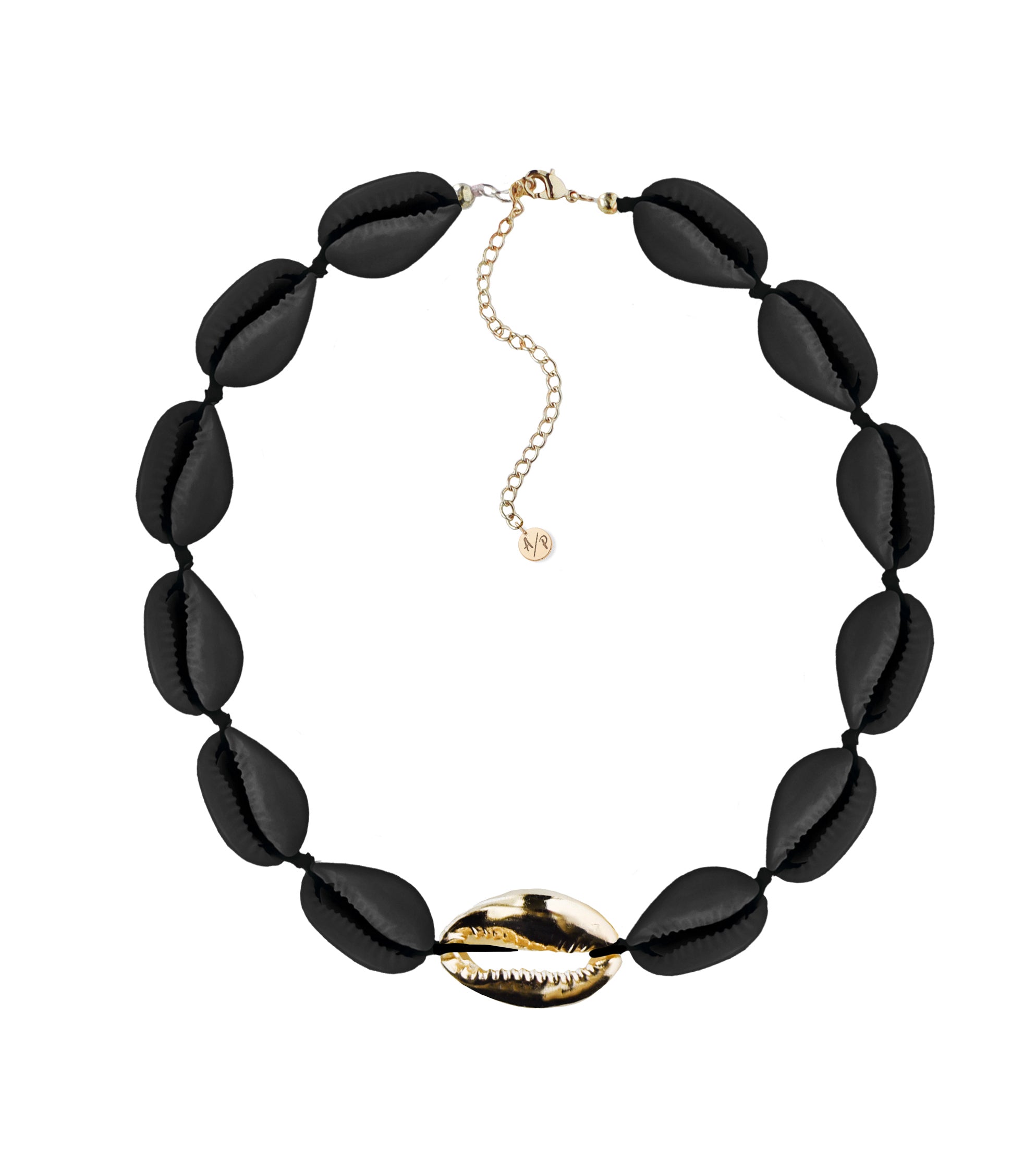 Adriana Pappas Designs Women's Metal Shell Accent Choker Matte Black - Gold Plated In Black