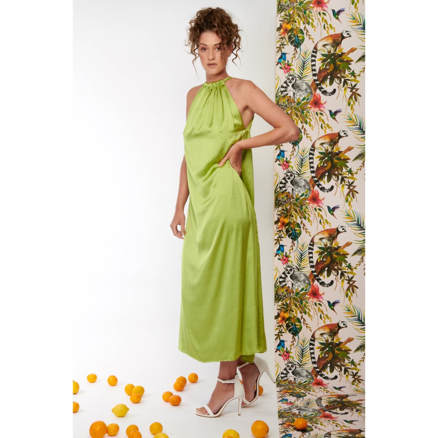 chartreuse maxi dress