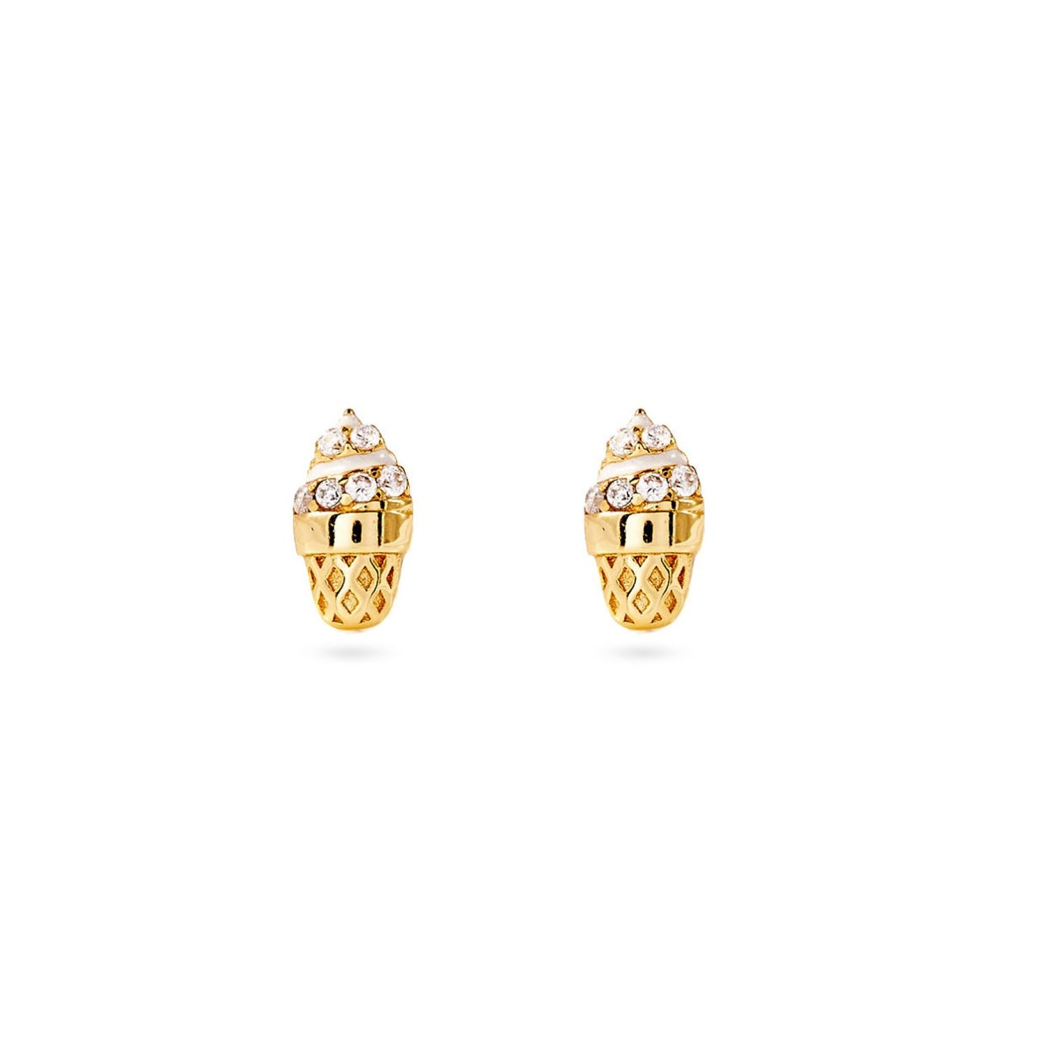Onewildone Women's Gold Sprinkles Ice Cream Earrings