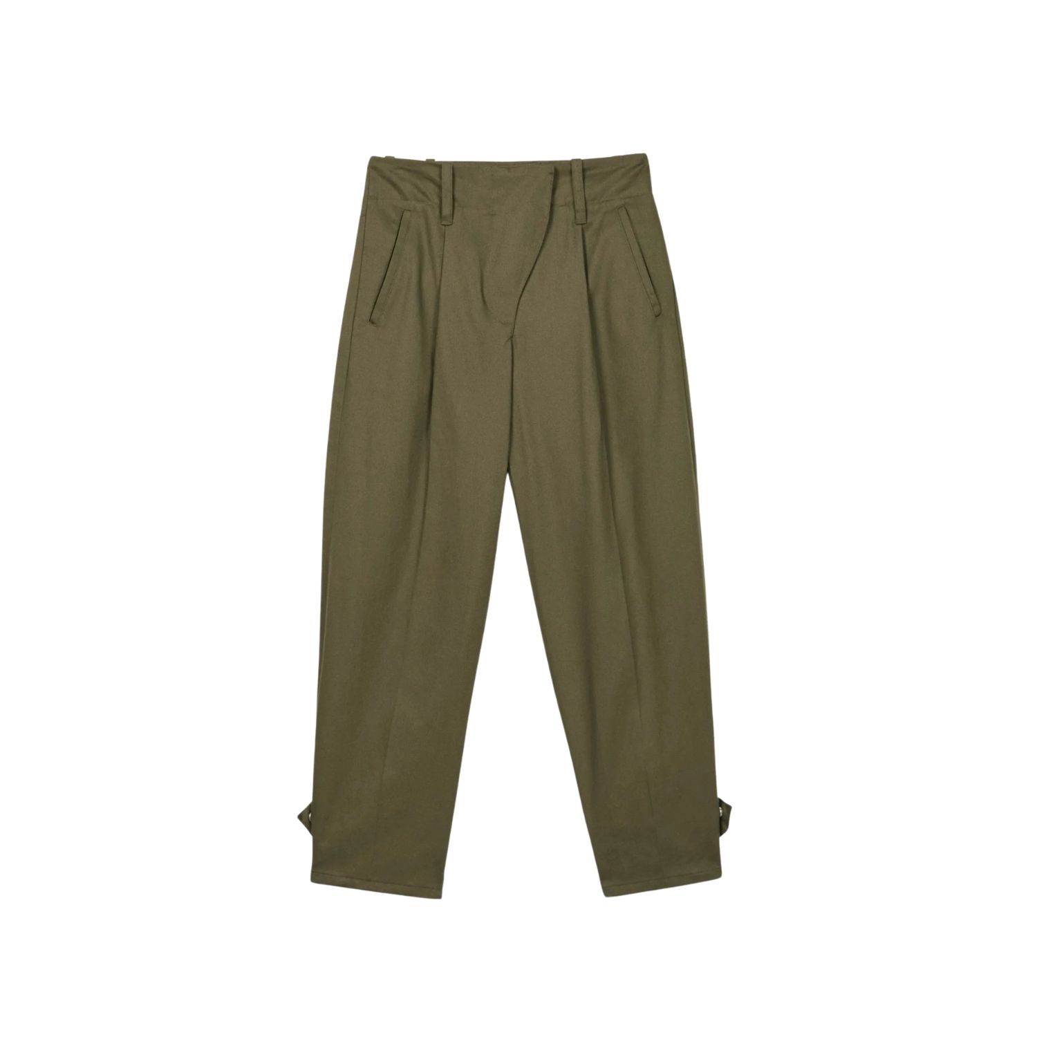 Dal The Label Women's Green Canvas Cotton Utility Tapered Pants Olive In Green