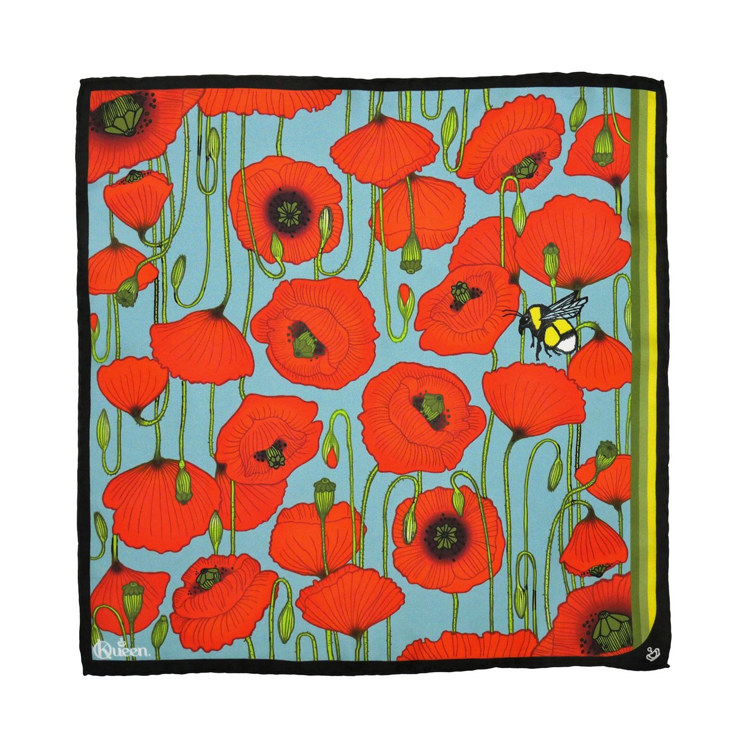 Women’s Silk Scarf - Mini Poppy - Mint Kueen