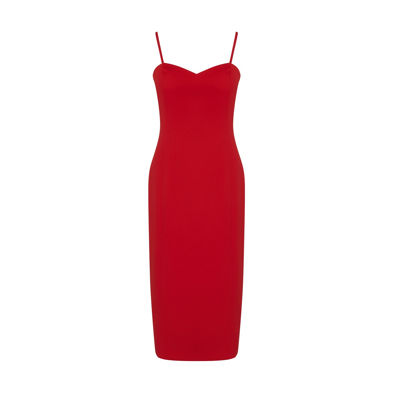 Women’s Sweetheart Neckline Red Midi Dress Xxs Rue Les Createurs