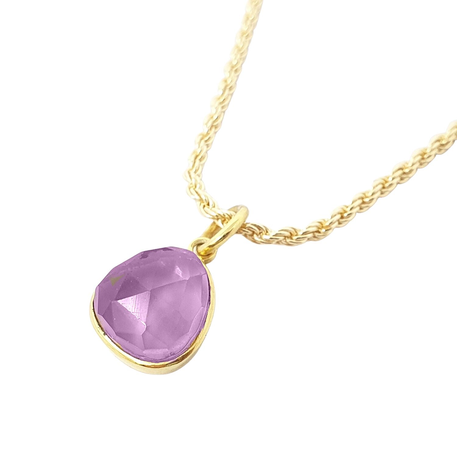 Women’s Gold / Pink / Purple Statement Gold Vermeil Plated Alexandrite June Birthstone Crystal Rope Necklace Harfi