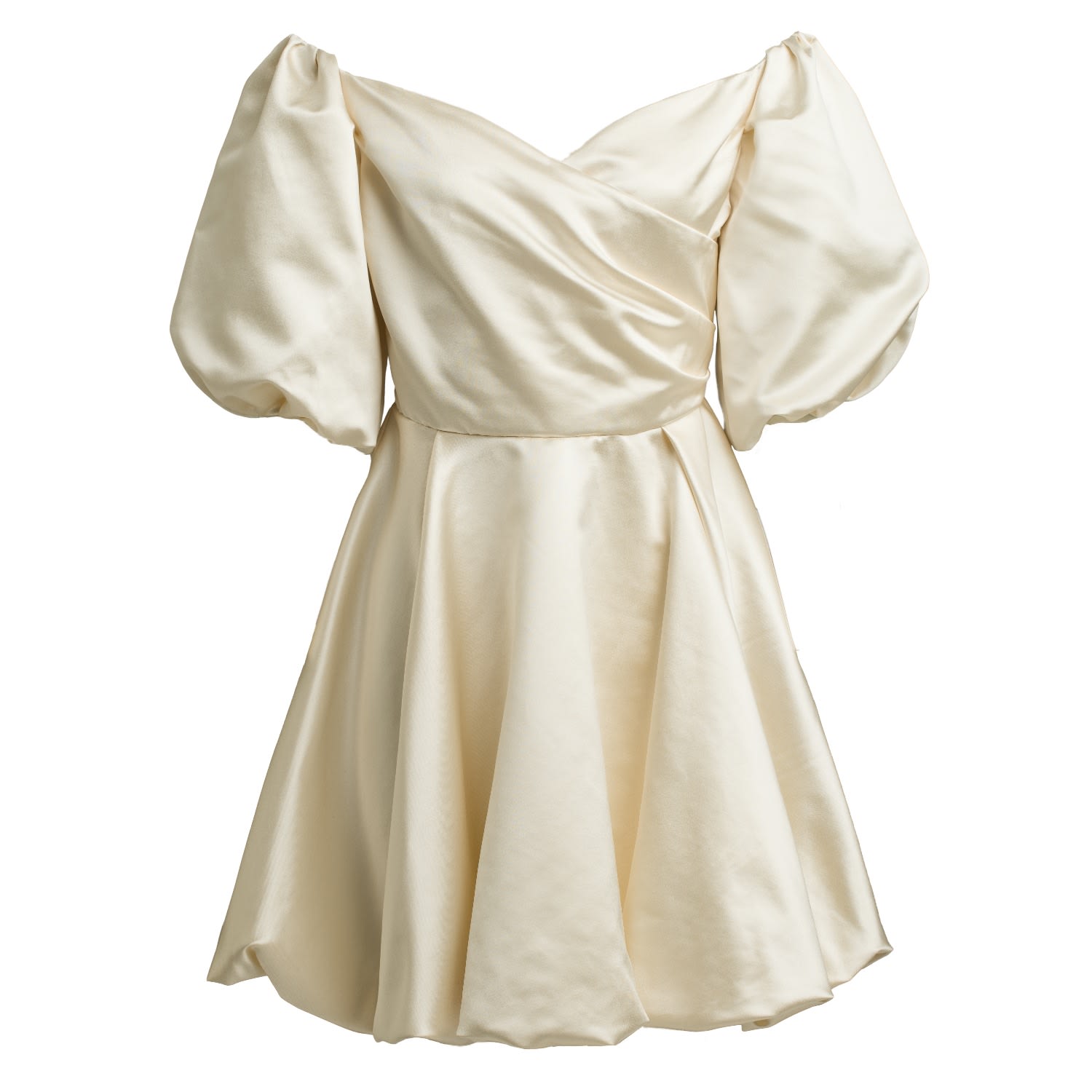 Mionè Women's Silk Dress With Puff Sleeves - White In White