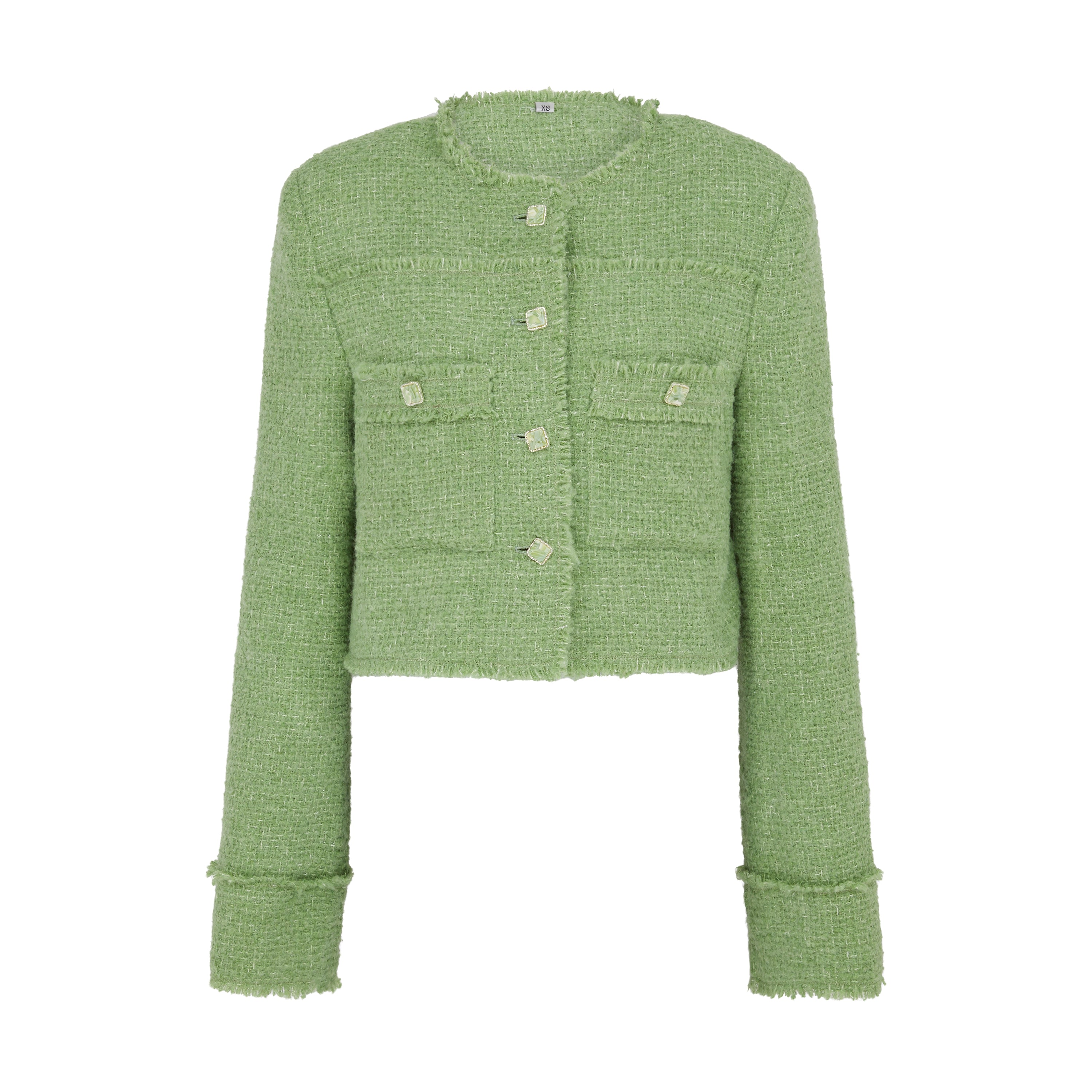 Women’s Metallic Thread Bouclé Tweed Jacket In Pistachio Green Small Sour Figs