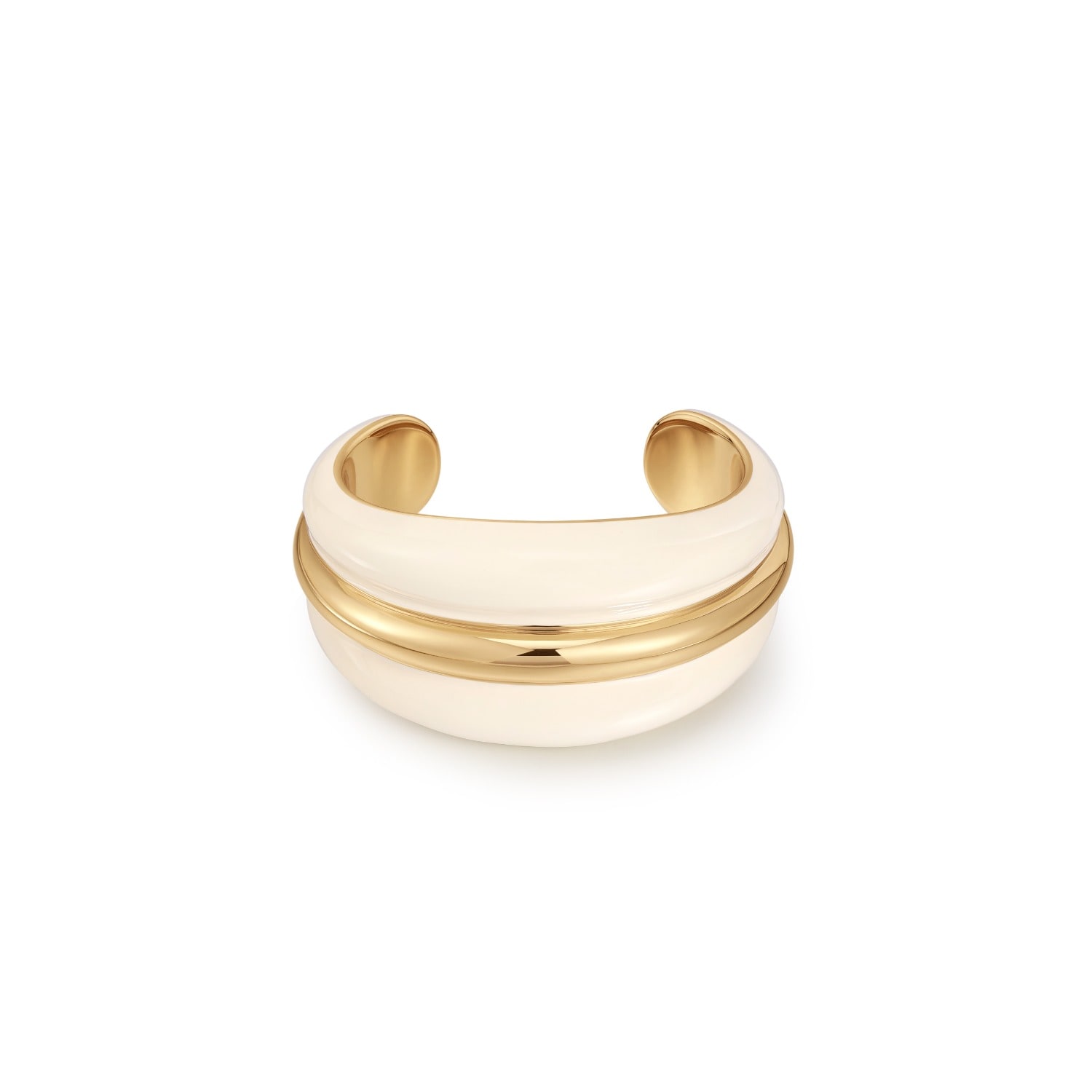 Retro Chic Women's Gold / White Ostuni White Bangle