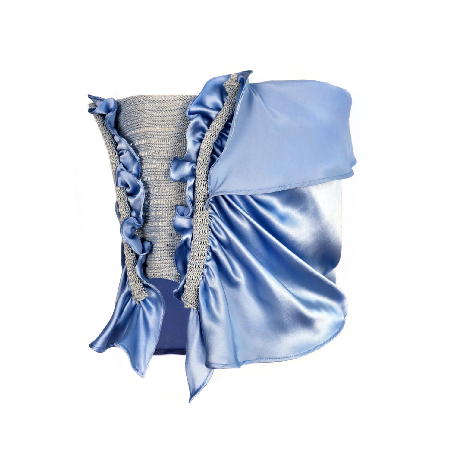Ccy Currency Women's Halterless Frill Top - Ice Blue Silk In Blue