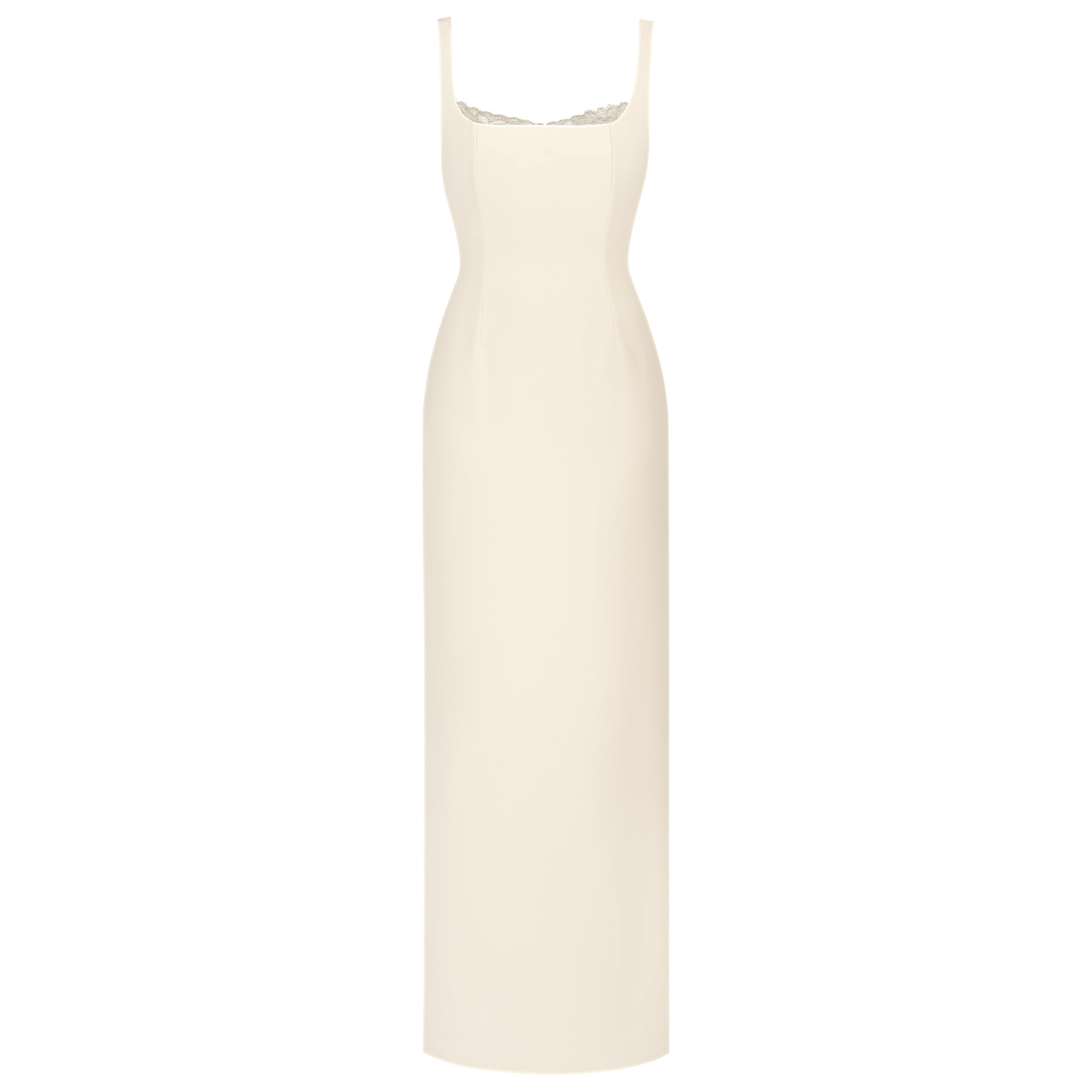 Undress Women's Neutrals Octavia Pastel Evening Maxi Dress With Lace-trimmed Neckline