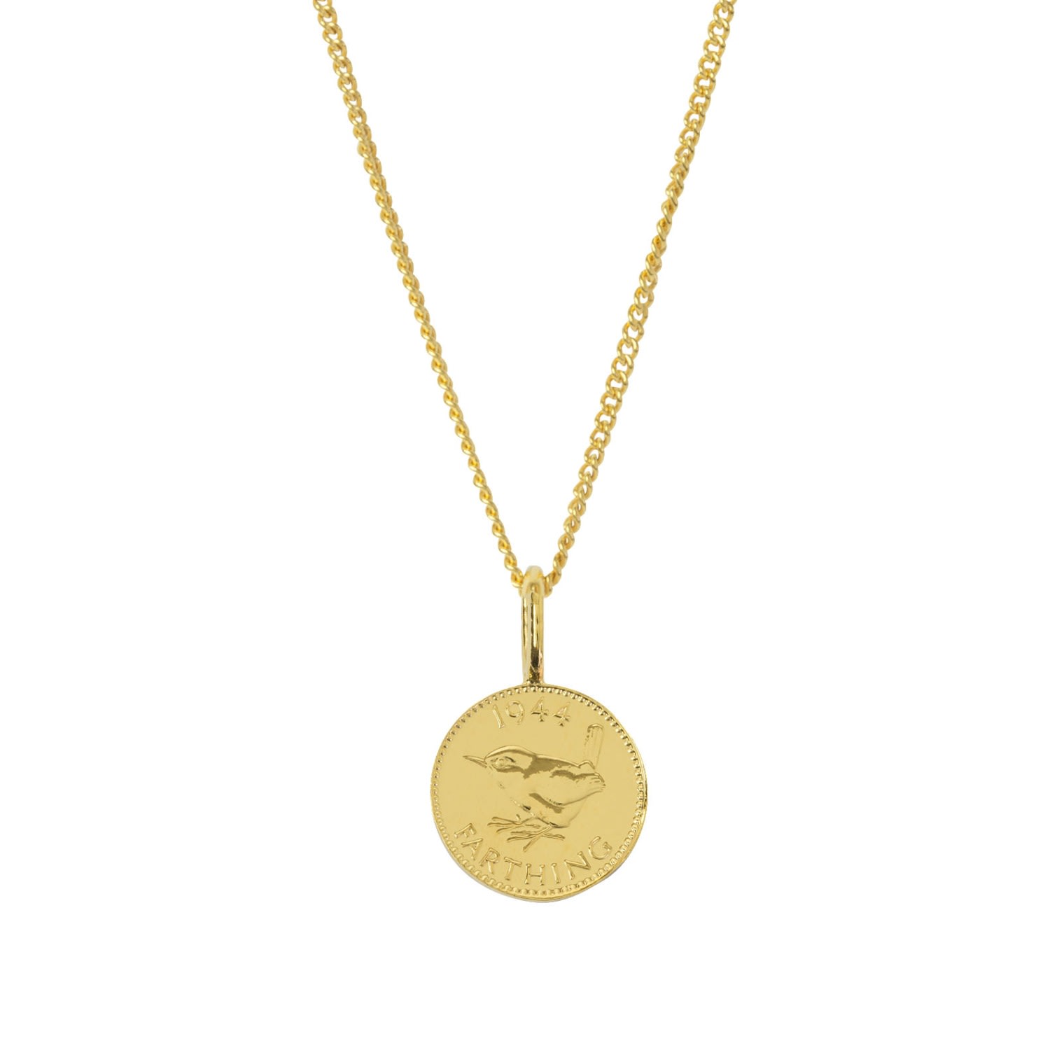 Women’s English Farthing Coin Yellow Gold Plated Necklace Katie Mullally