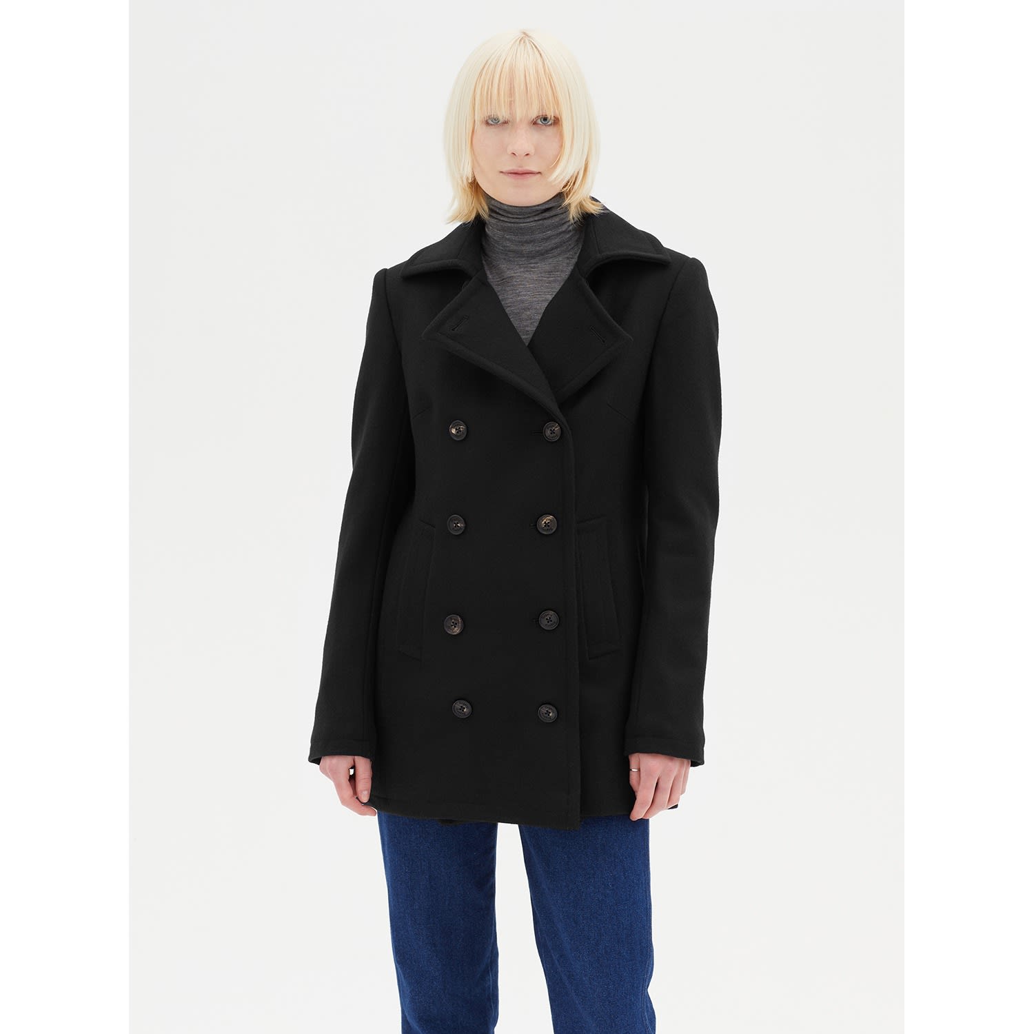 【24AW】DOUBLE FACE PEA COAT(BLACK) DOUBLE-FACED WOOL PEA COAT - BLACK | COS