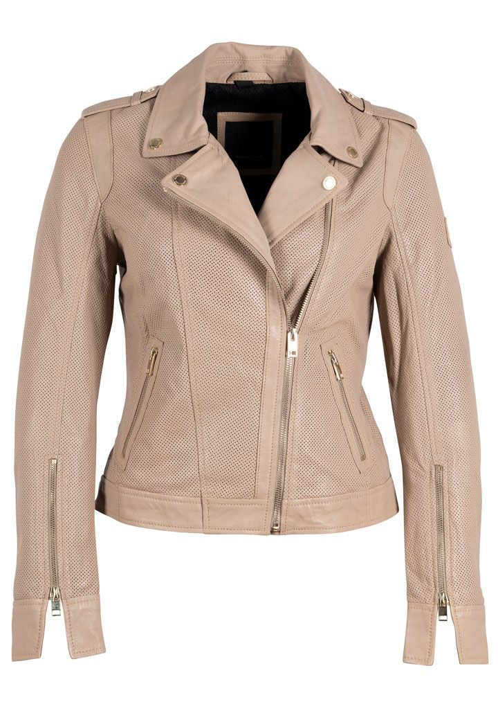 Mauritius Women's Brown Sinta Rf Leather Jacket, Sand In Brown