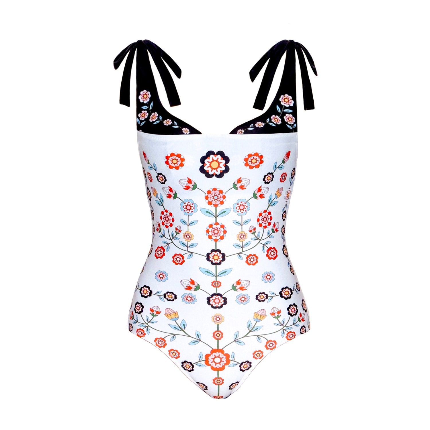 Women's White / Black Ballerina One-Piece Swimsuit