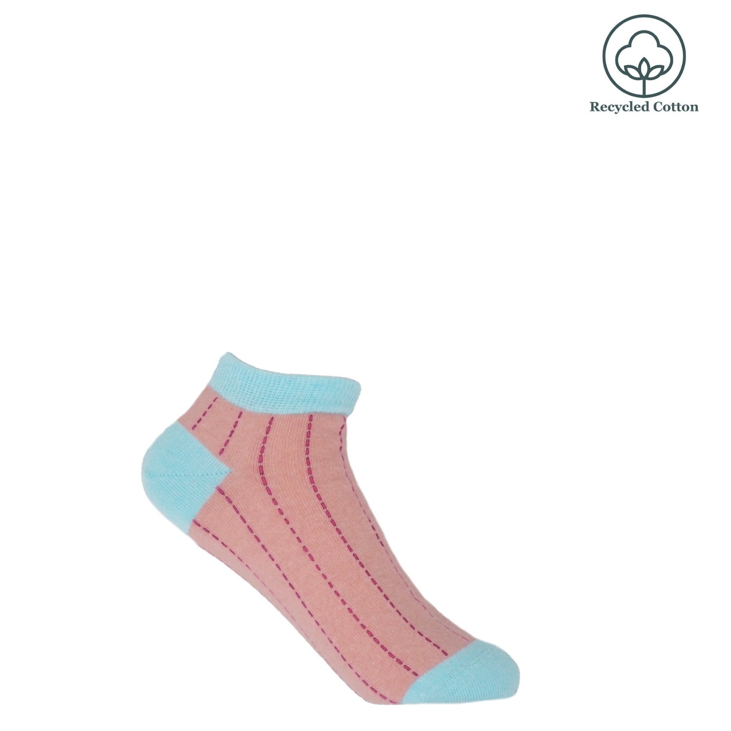 Peper Harow - Made In England Pink / Purple Dash Women's Trainer Socks - Pink