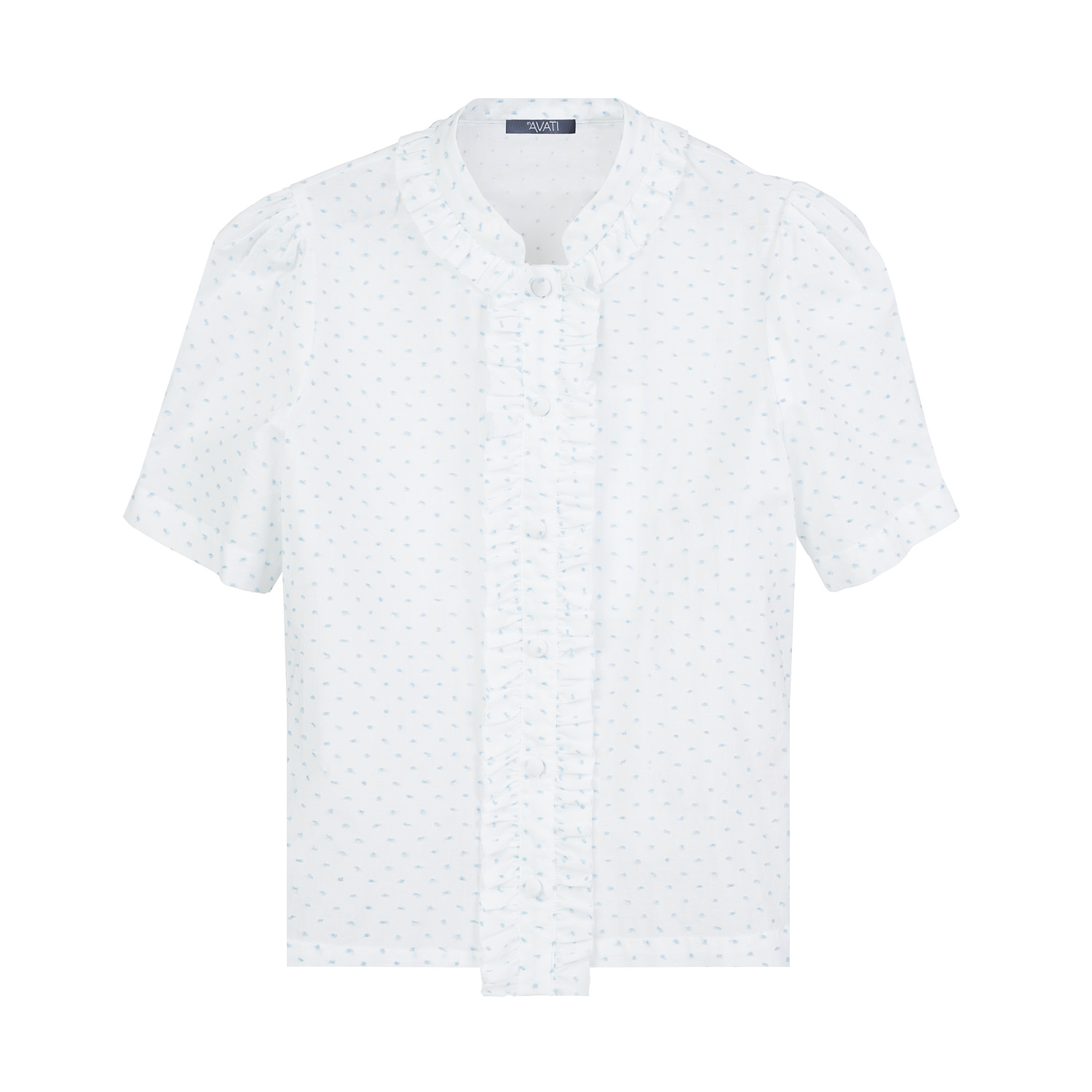Inavati Women's Blue / White White Short Sleeve Shirt With Ruffles