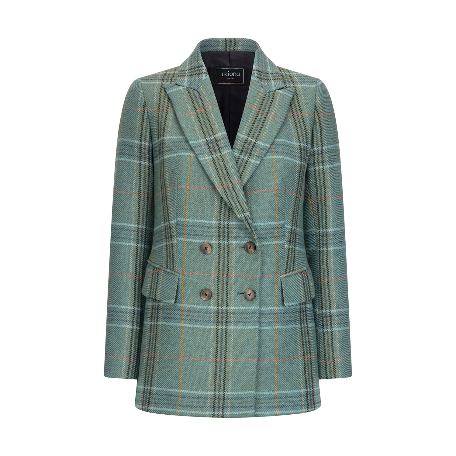 Triona Women's Green / Blue Green Check Clodagh Double Breasted Irish Tweed Jacket In Green/blue