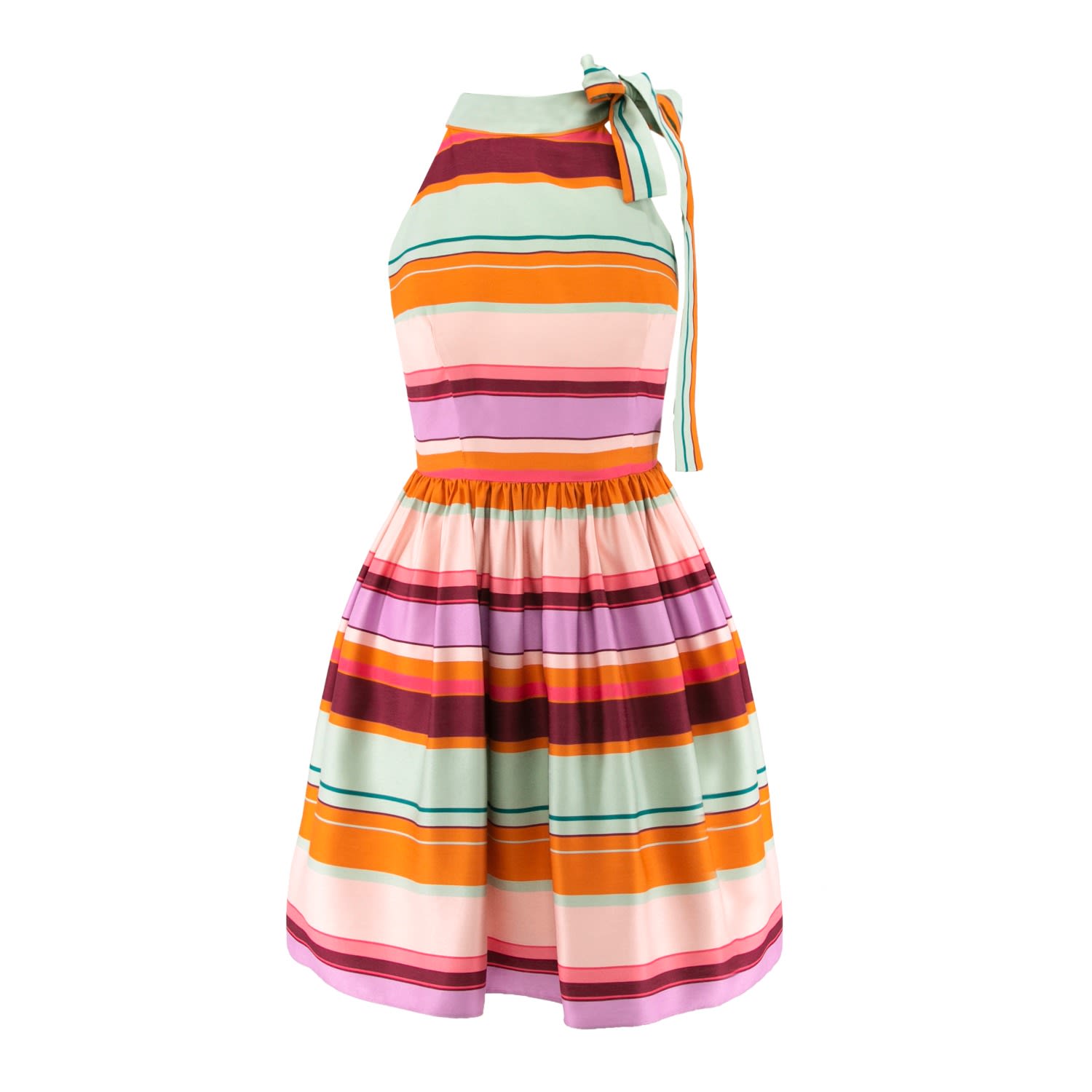 Avenue No.29 Women's Striped Tie Dye Halter Neck Mini Dress