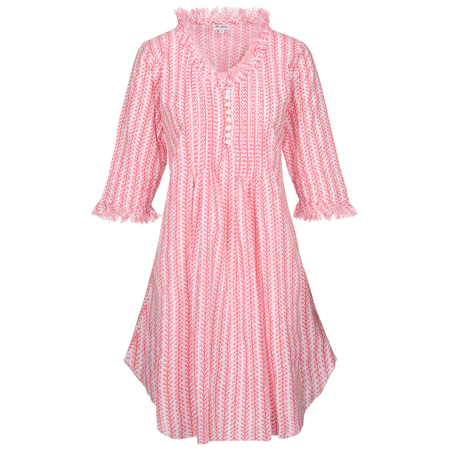 At Last... Women's Pink / Purple Annabel Cotton Tunic In Pink Vine In Pink/purple