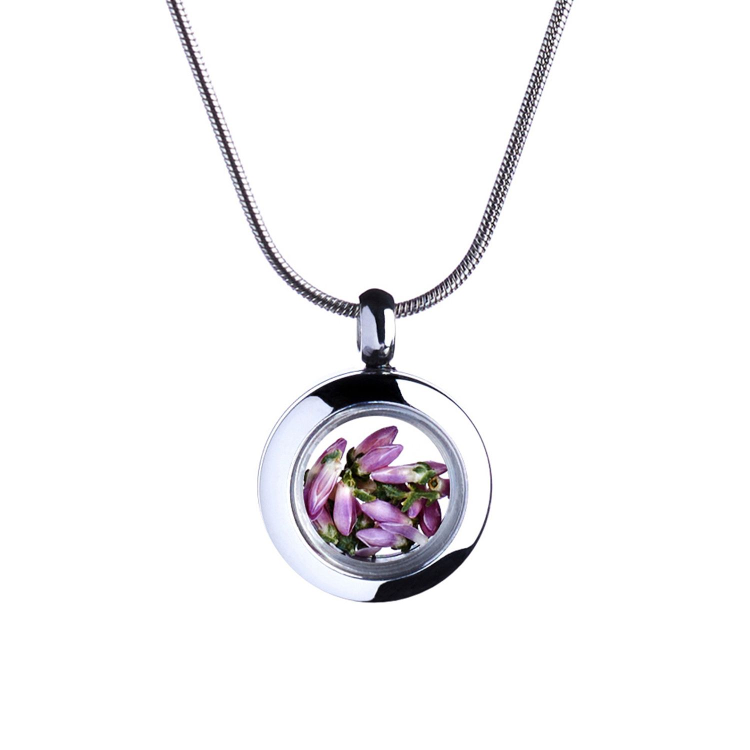 My Little Nature Women's Silver / Pink / Purple Designer Necklace With Tiny Scottish Heather Blossoms – Elegant Handc