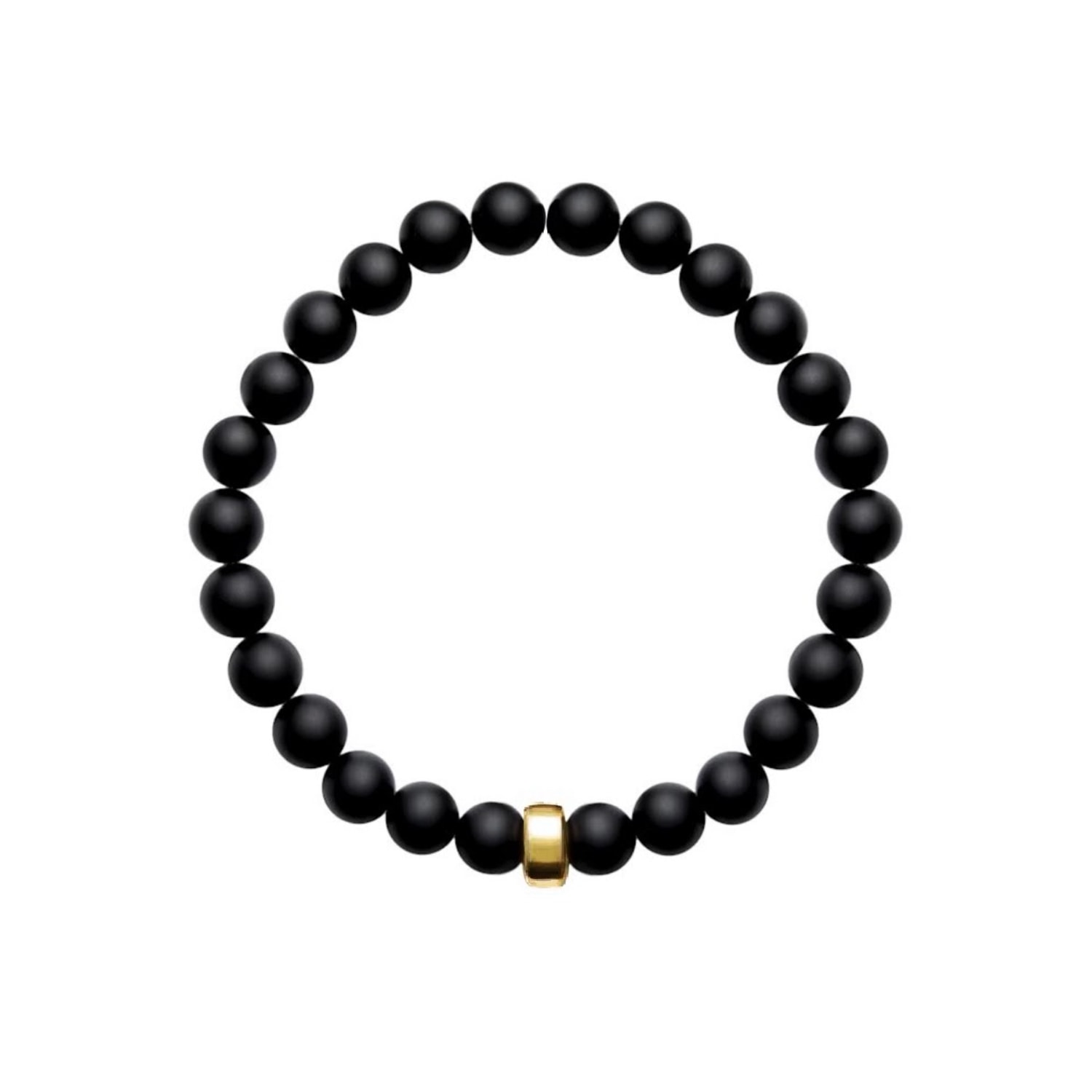 Ora Pearls Black / Gold Aro Men's Onyx Bracelet Gold Bead-large In Multi