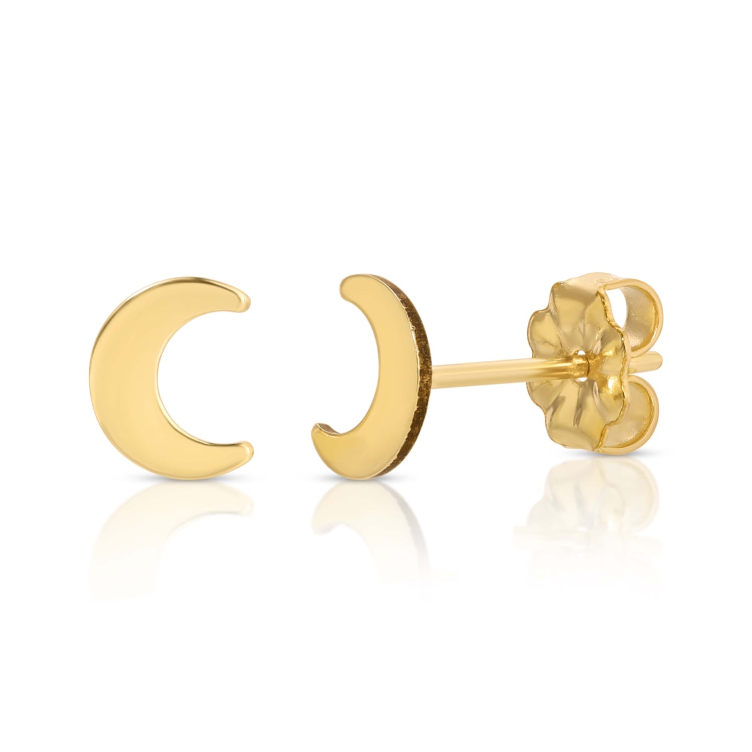 Women’s Gold Crescent Moon Stud Earrings Glamrocks Jewelry