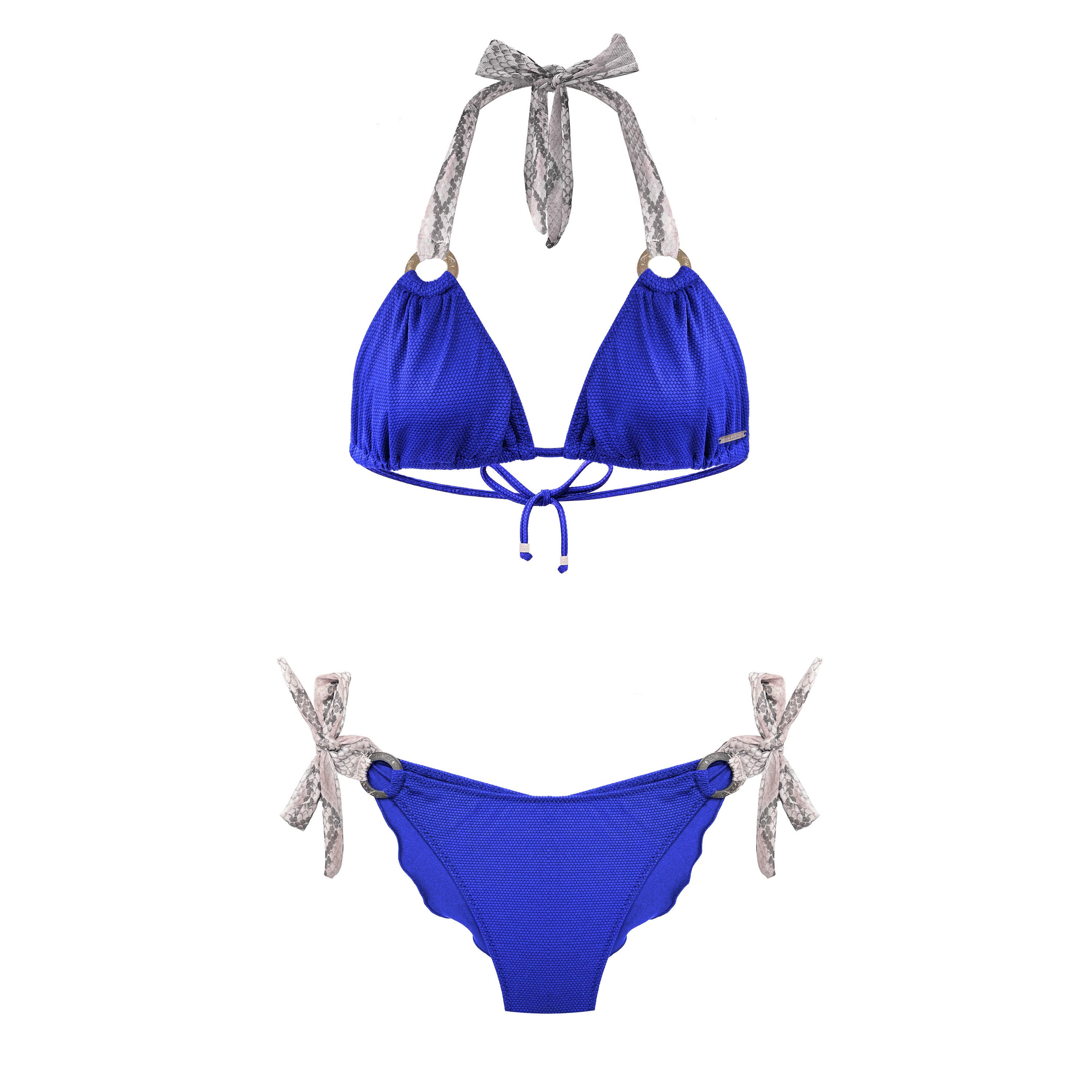 Deessa Ibiza Women's Ibiza Bikini With Animal Print Straps Cobalt Blue In Blue