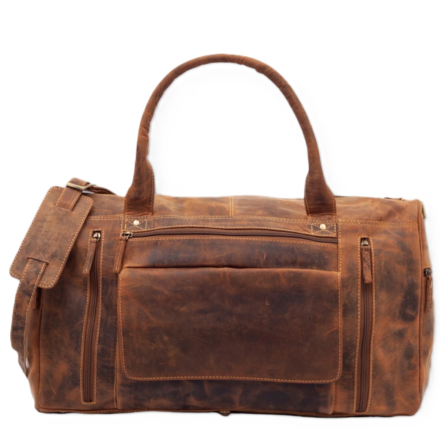 Men's Brown Denzel Distressed Leather Weekender Bag | One Size | Lloyd Baker