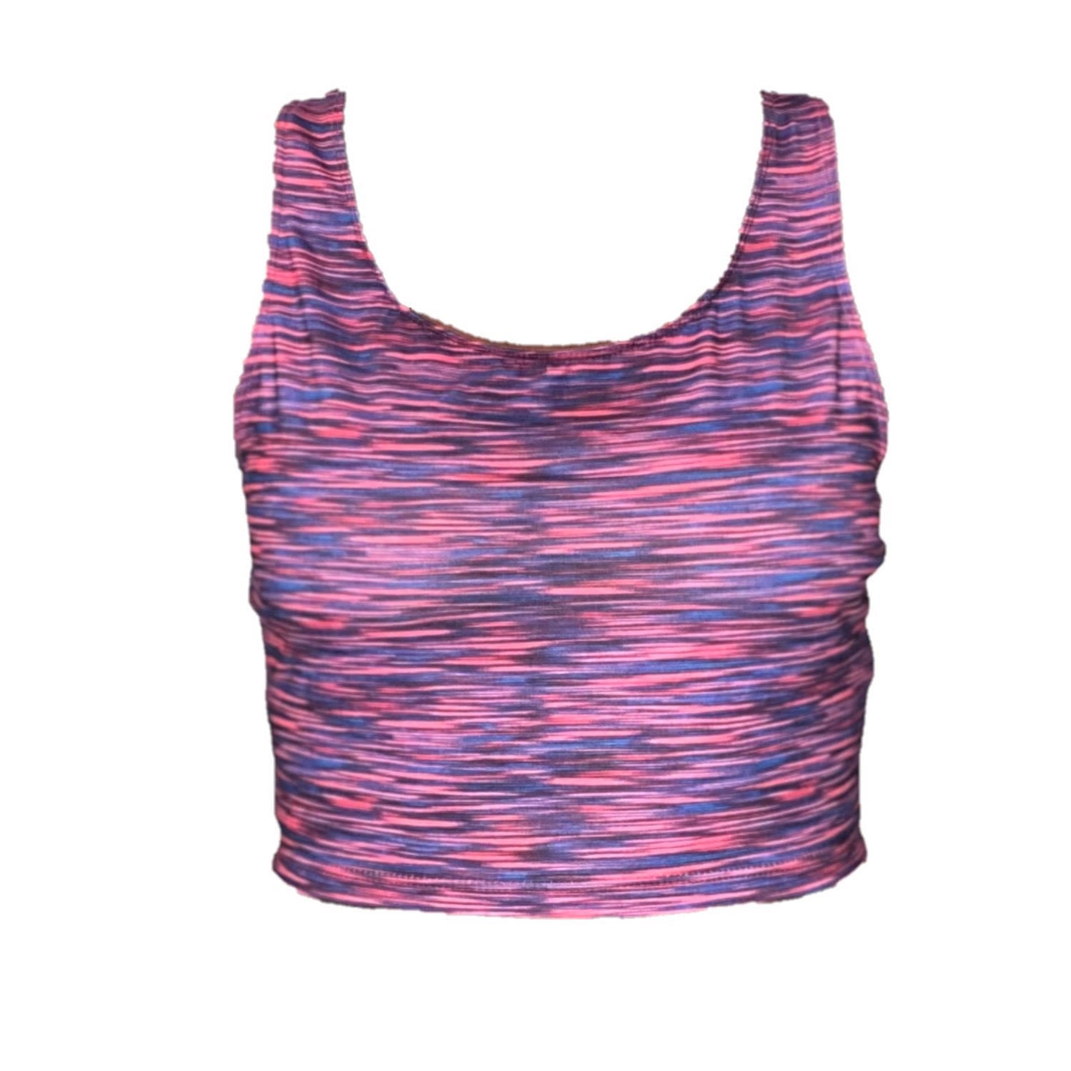 Women’s Cropped Tank Top - Fuschia & Blue Print Large Brasini Swimwear