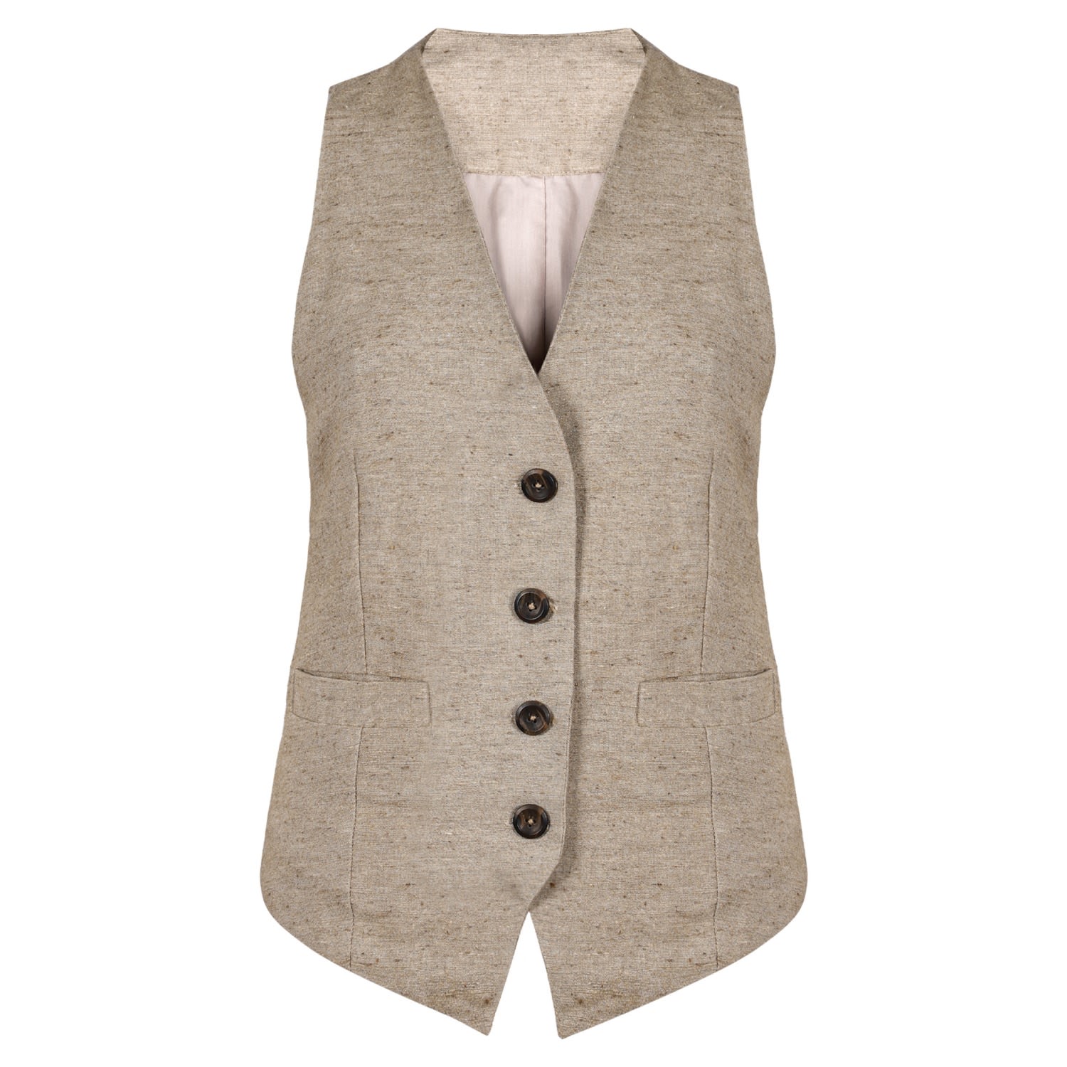 Women’s Mocha Silk & Wool Brown Waistcoat Large Sevenmuses