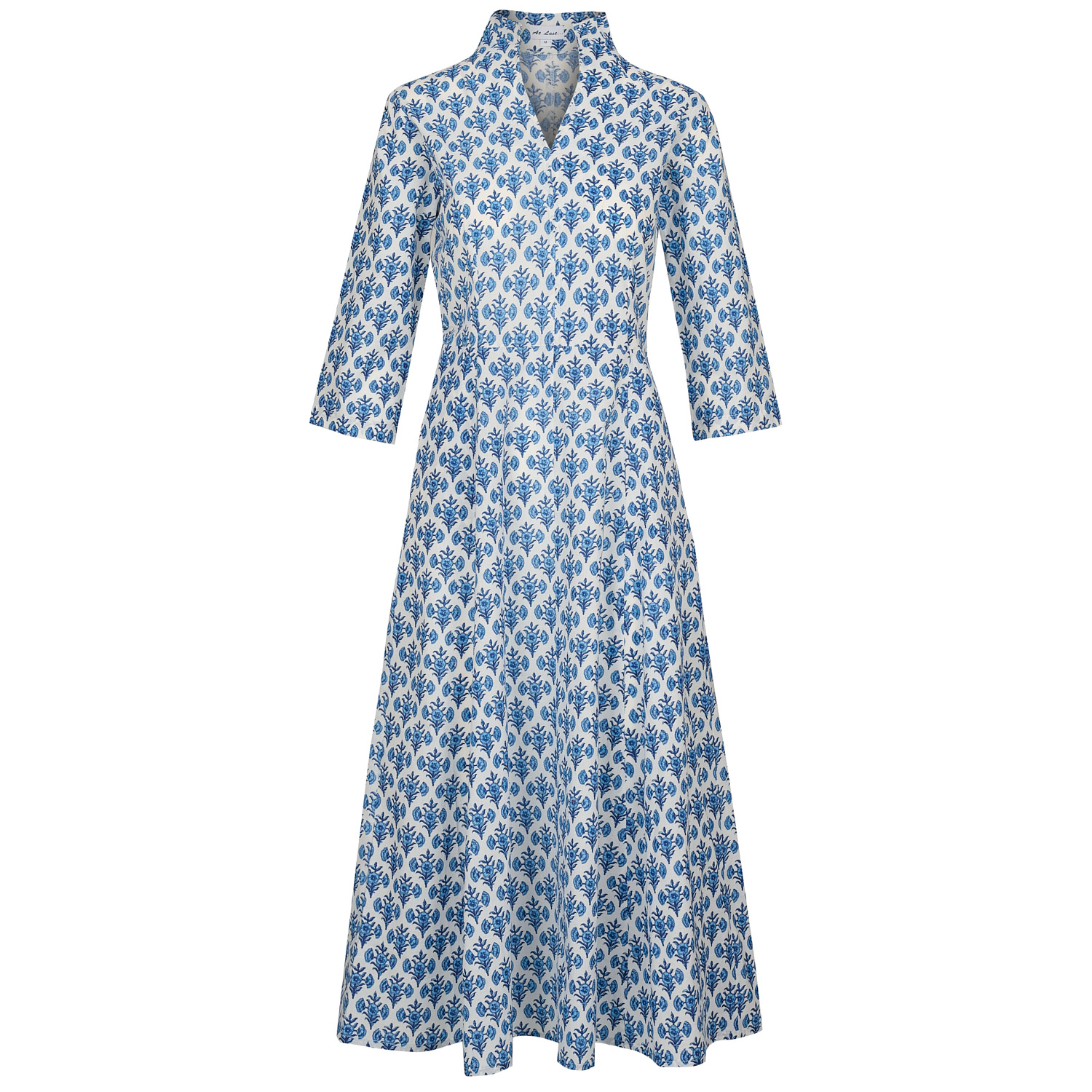 At Last... Women's Blue / White Cotton Chelsea Midi Dress In Blue Thistle In Blue/white