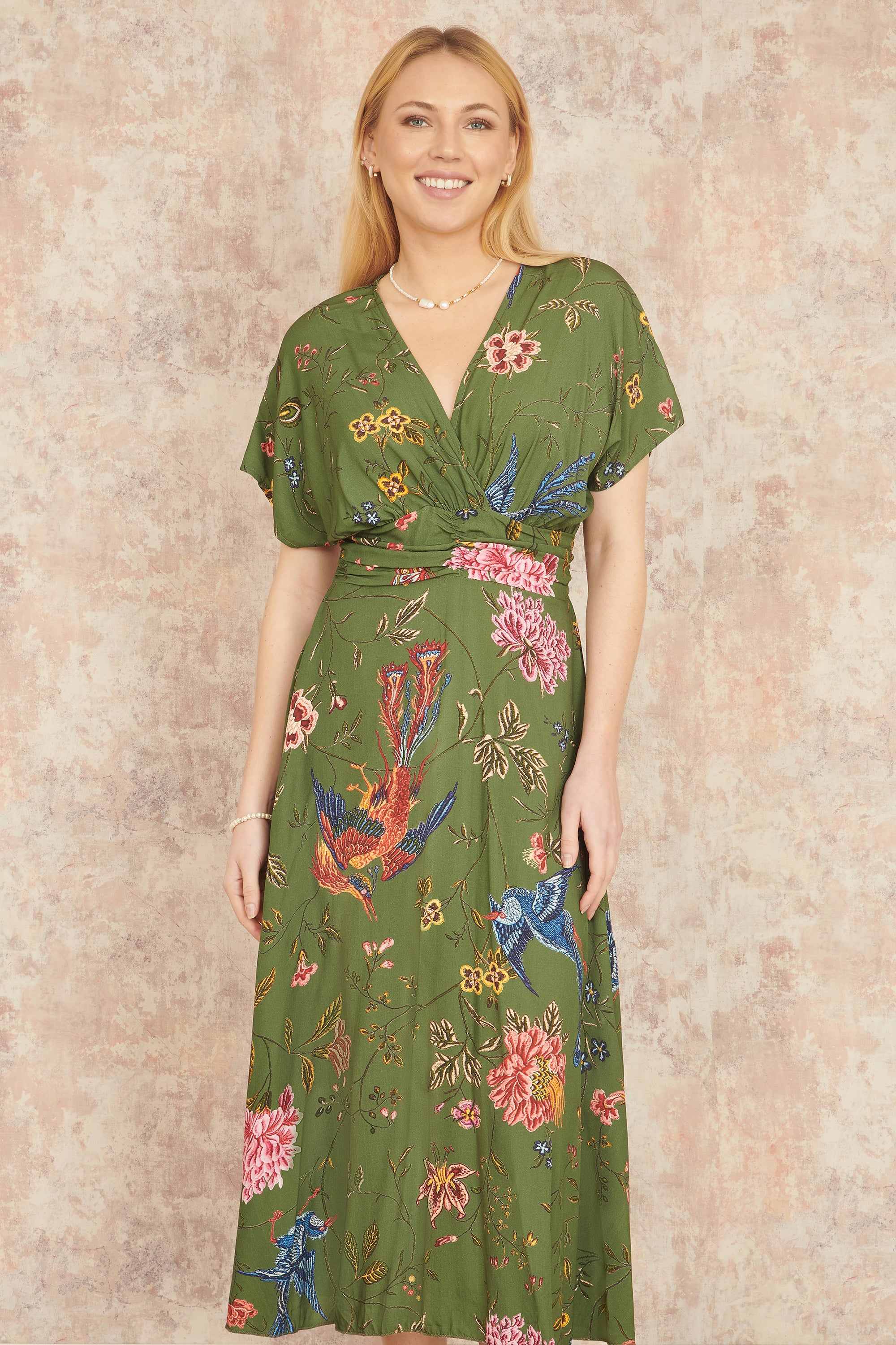 green bird dress La Coqueta Kids - Hill House Home X La Coqueta Green Bird Floral Matilda Dress