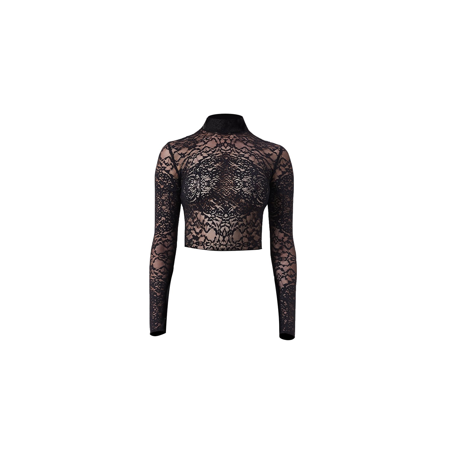 Noushella Women's Helena High Neck Lace Blouse In Black In Black