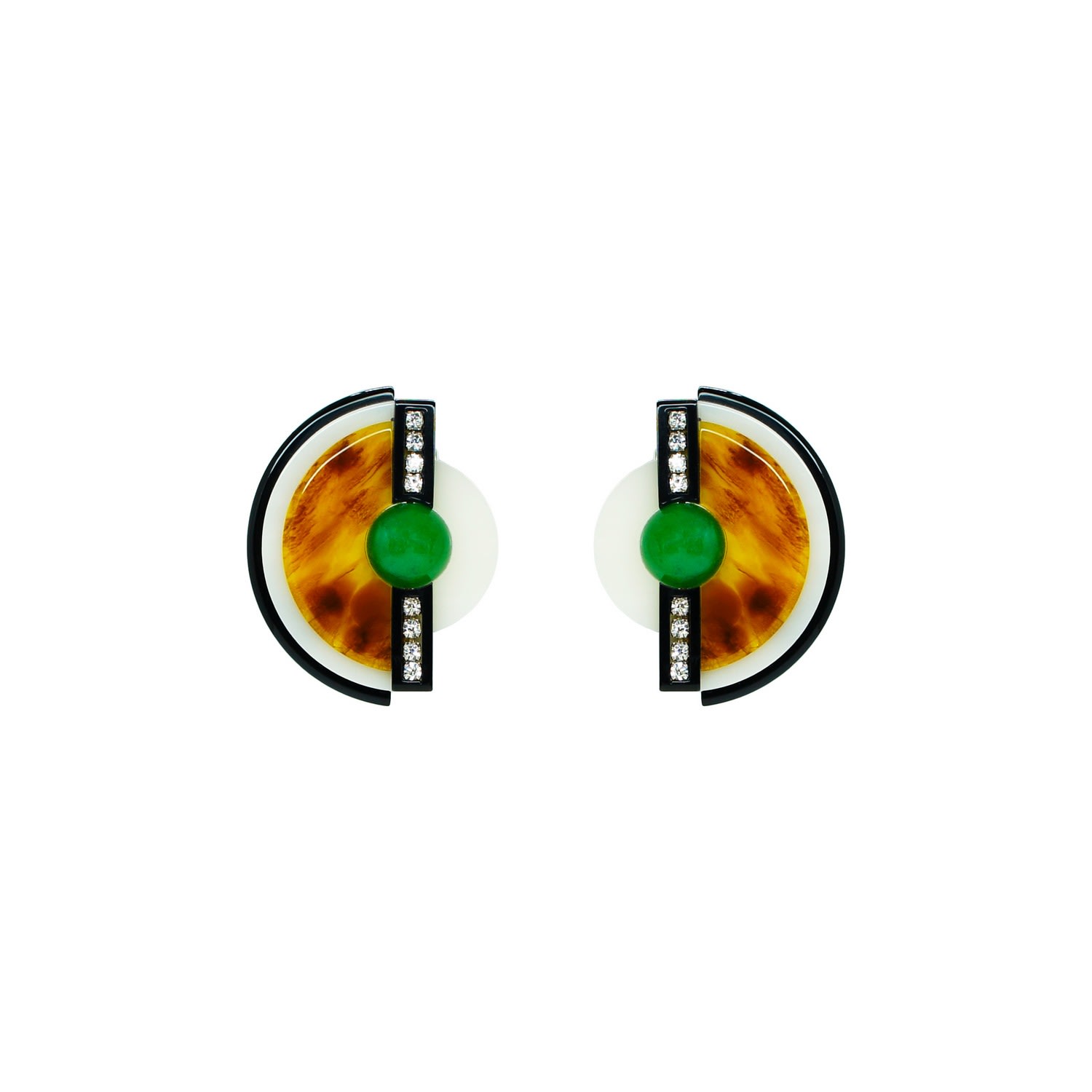 Gissa Bicalho Women's Handmade Acrylic Earring Short Nebula - Green