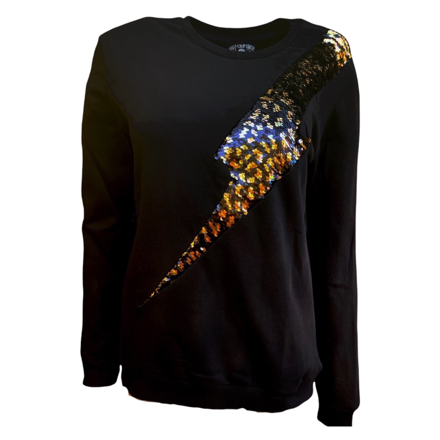 Black Any Old Iron Mens Lightning Leopard Sweatshirt Xs